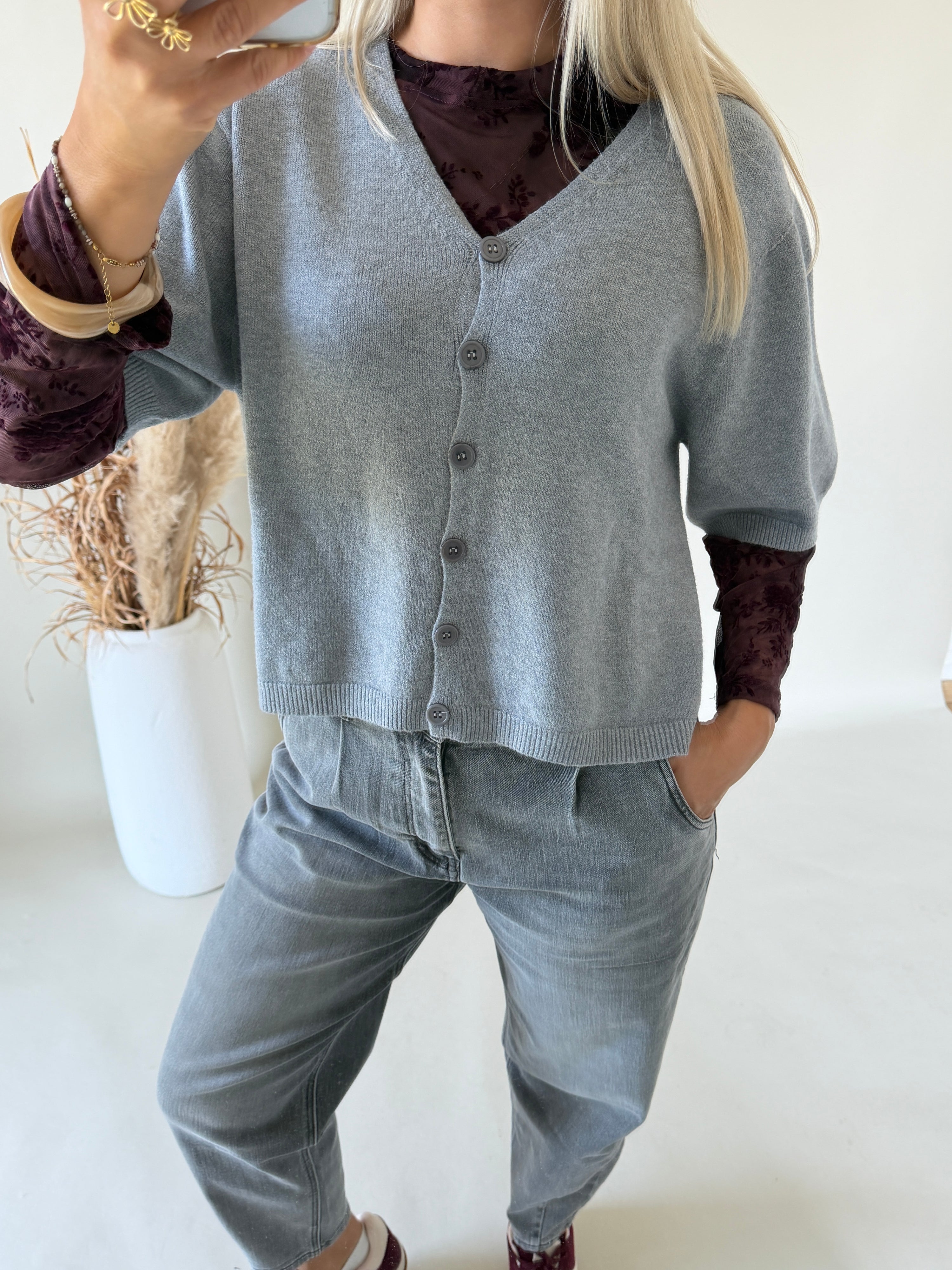 Jacke in Grau ( Kurzarm )