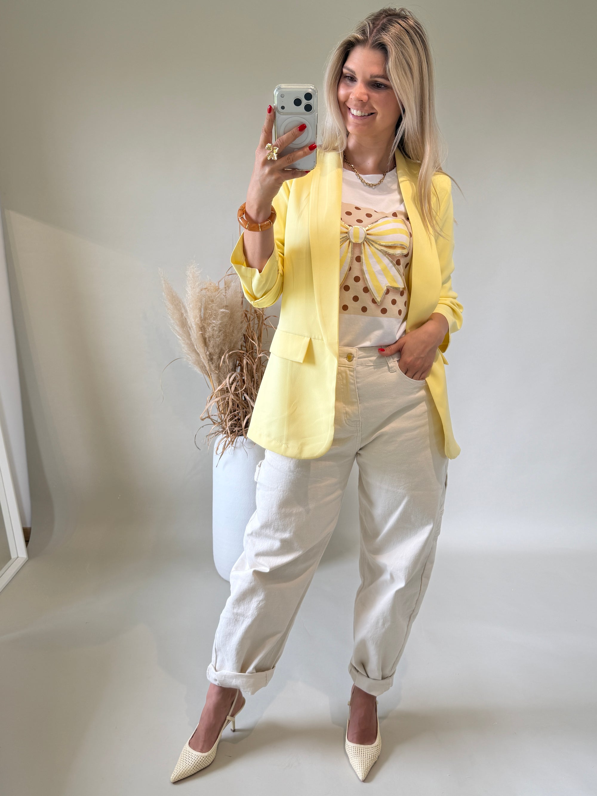 Blazer in Zitronengelb mit gerafften Arm