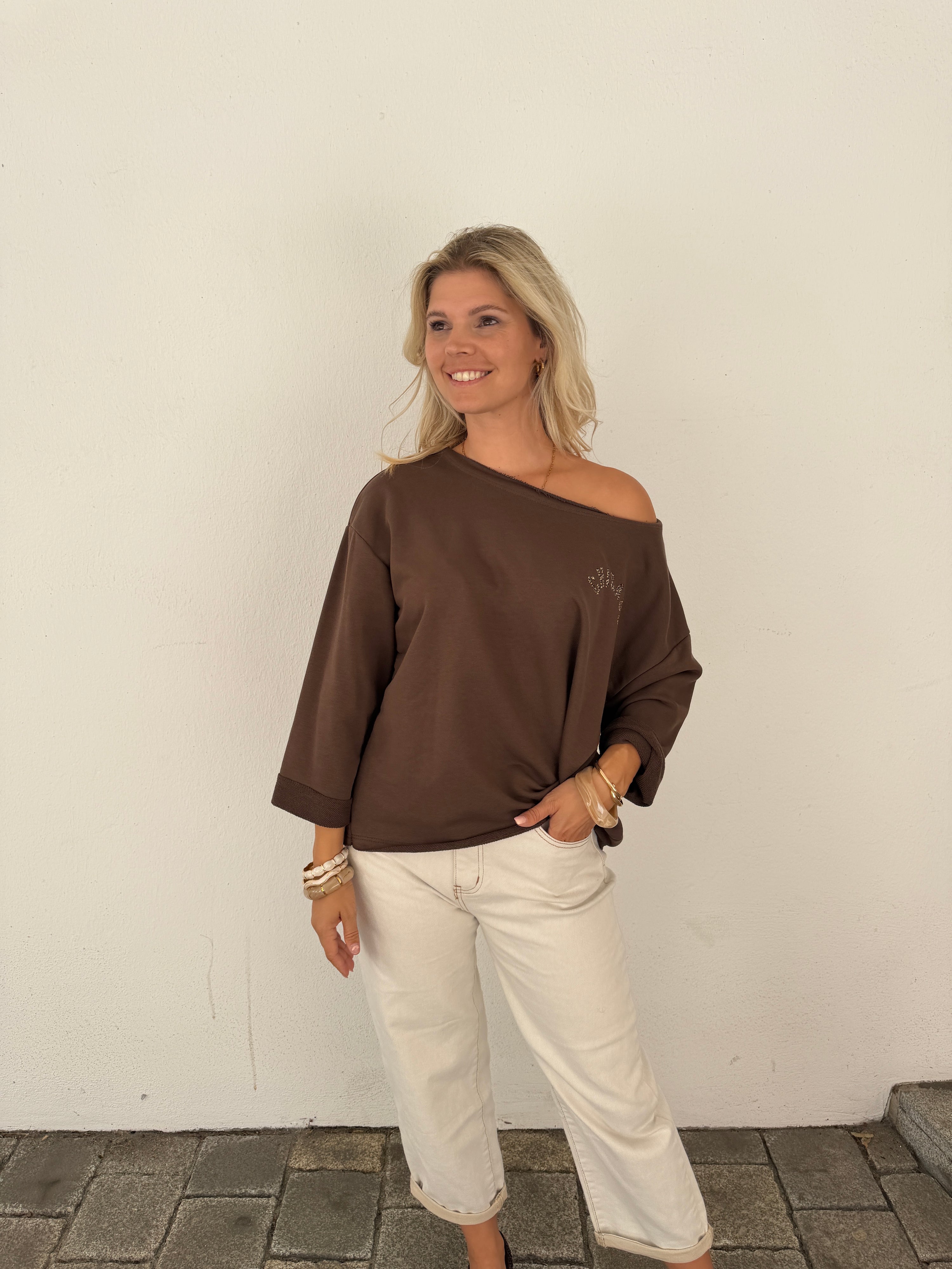 Shirt in Schokobraun mit Leoaufdruck ( Chicago )