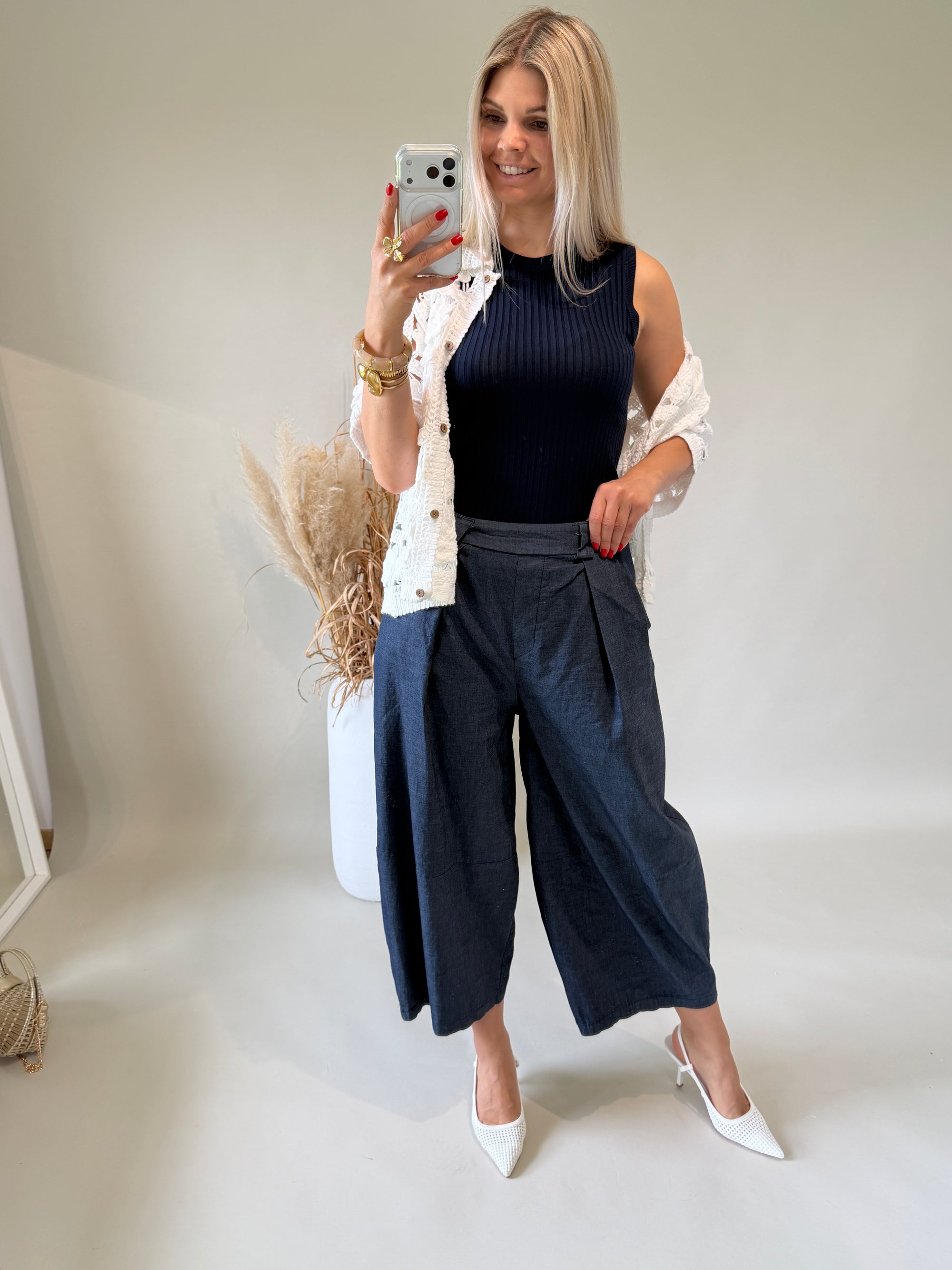 Hose ( Ballon ) in Dunkelblau leichter Jeansstoff