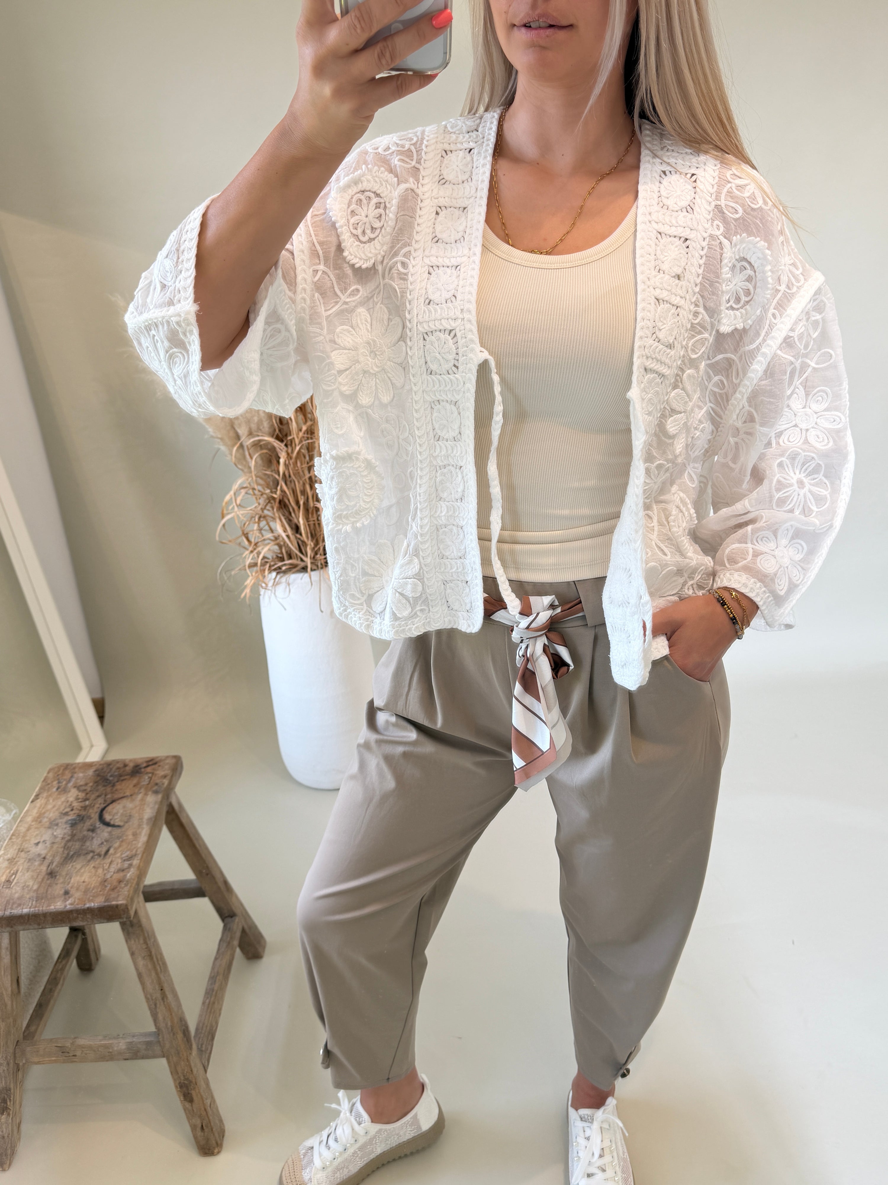 Jacke in Weiß aus Spitze