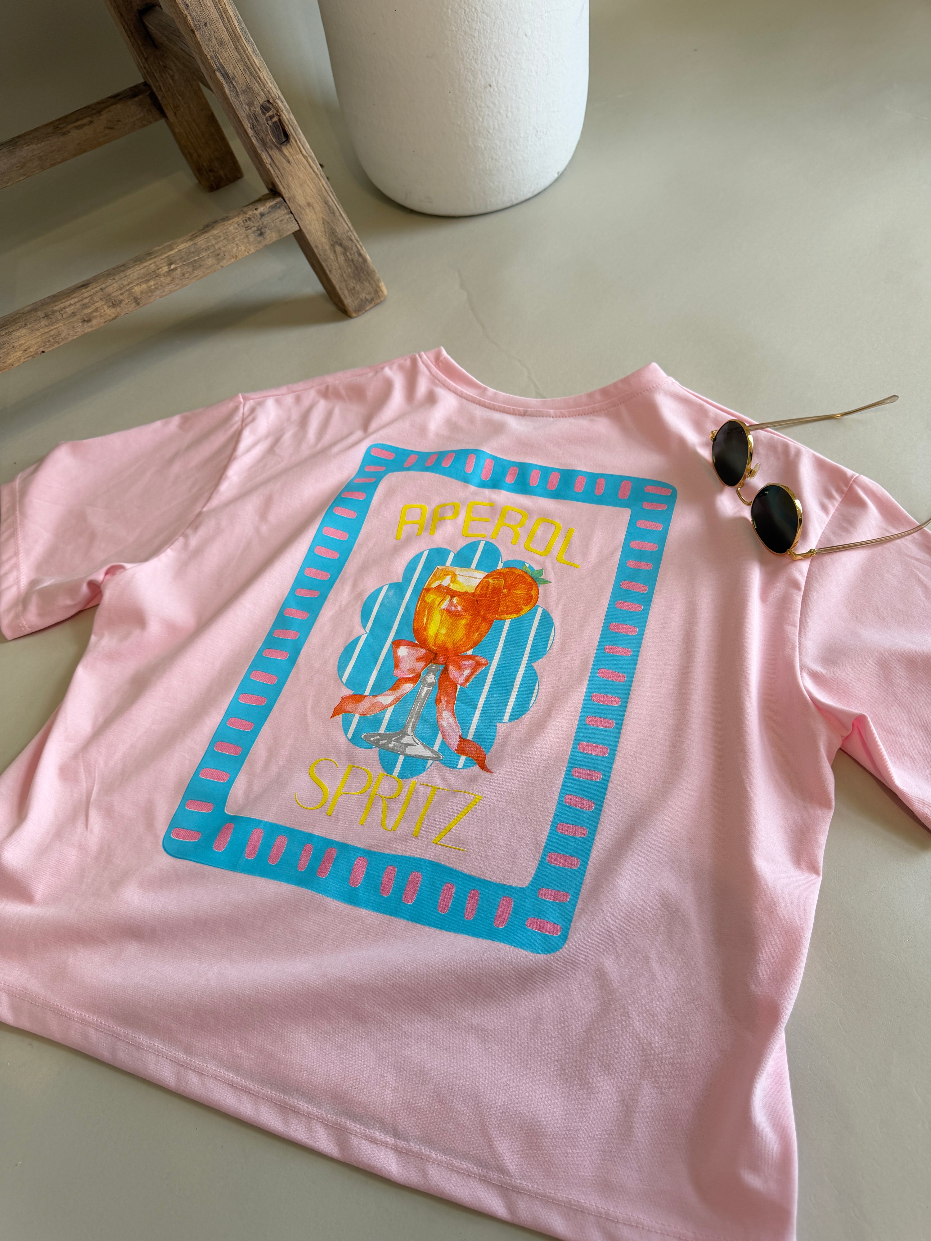 T - Shirt in Rosa mit Aufdruck  Aperol Spritz