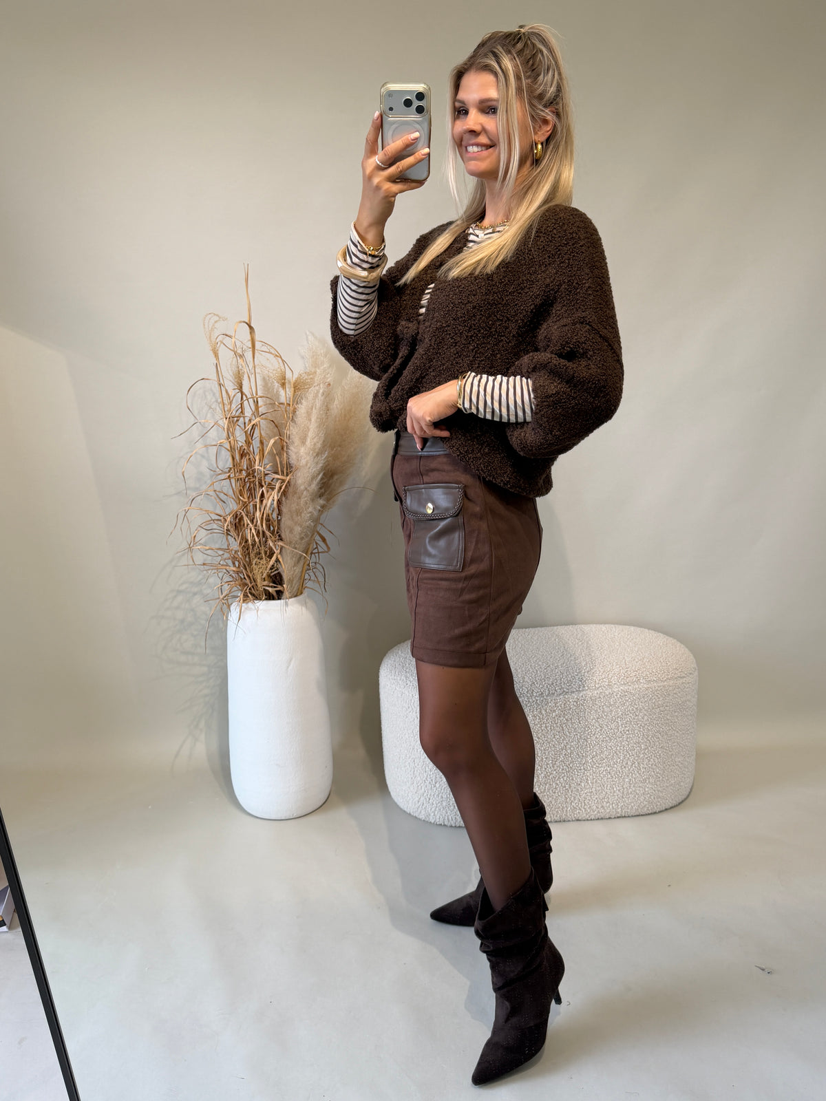 Strickjacke in Schokobraun ( Kurzarm )