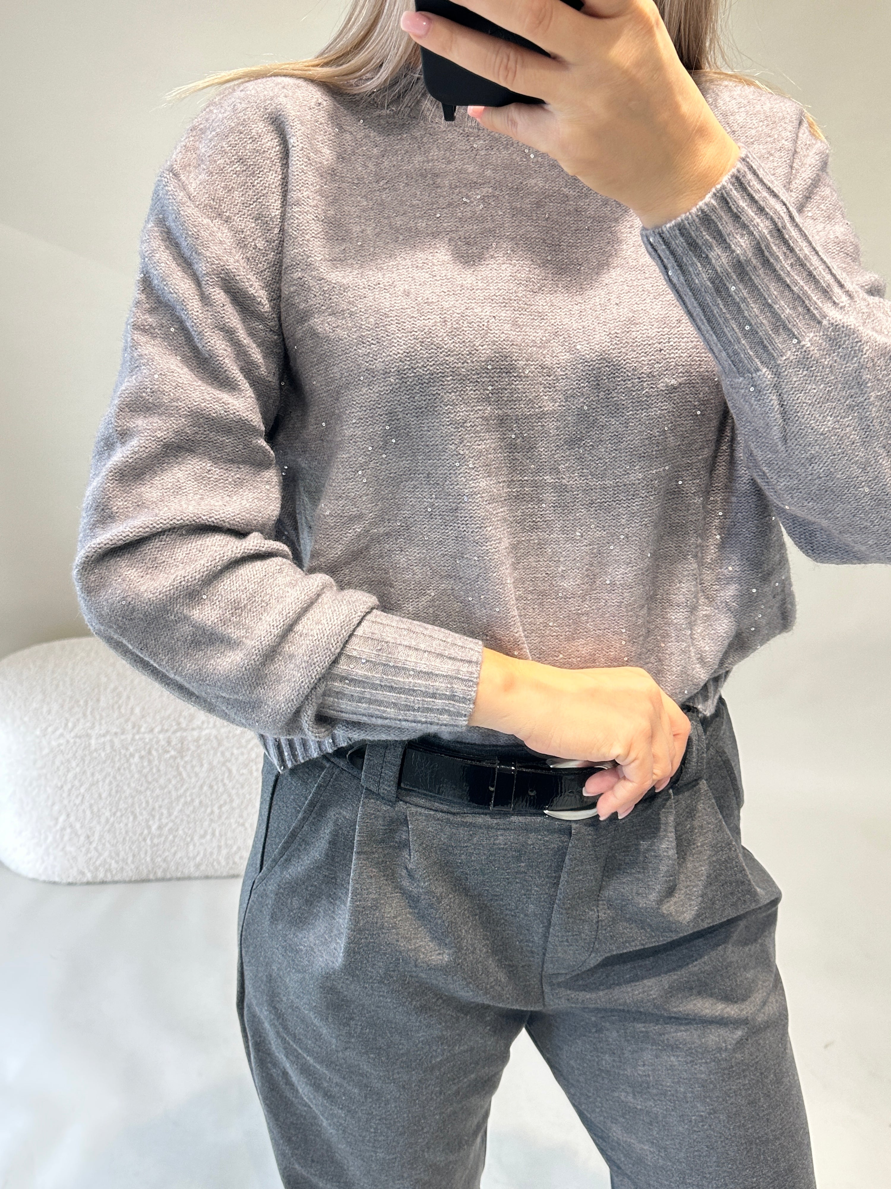 Pullover in Grau mit Glitzer
