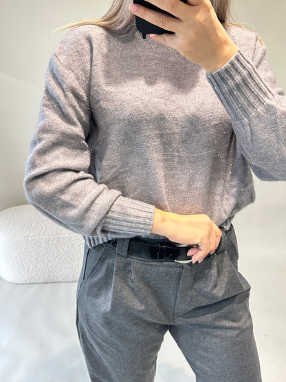 Pullover in Grau mit Glitzer