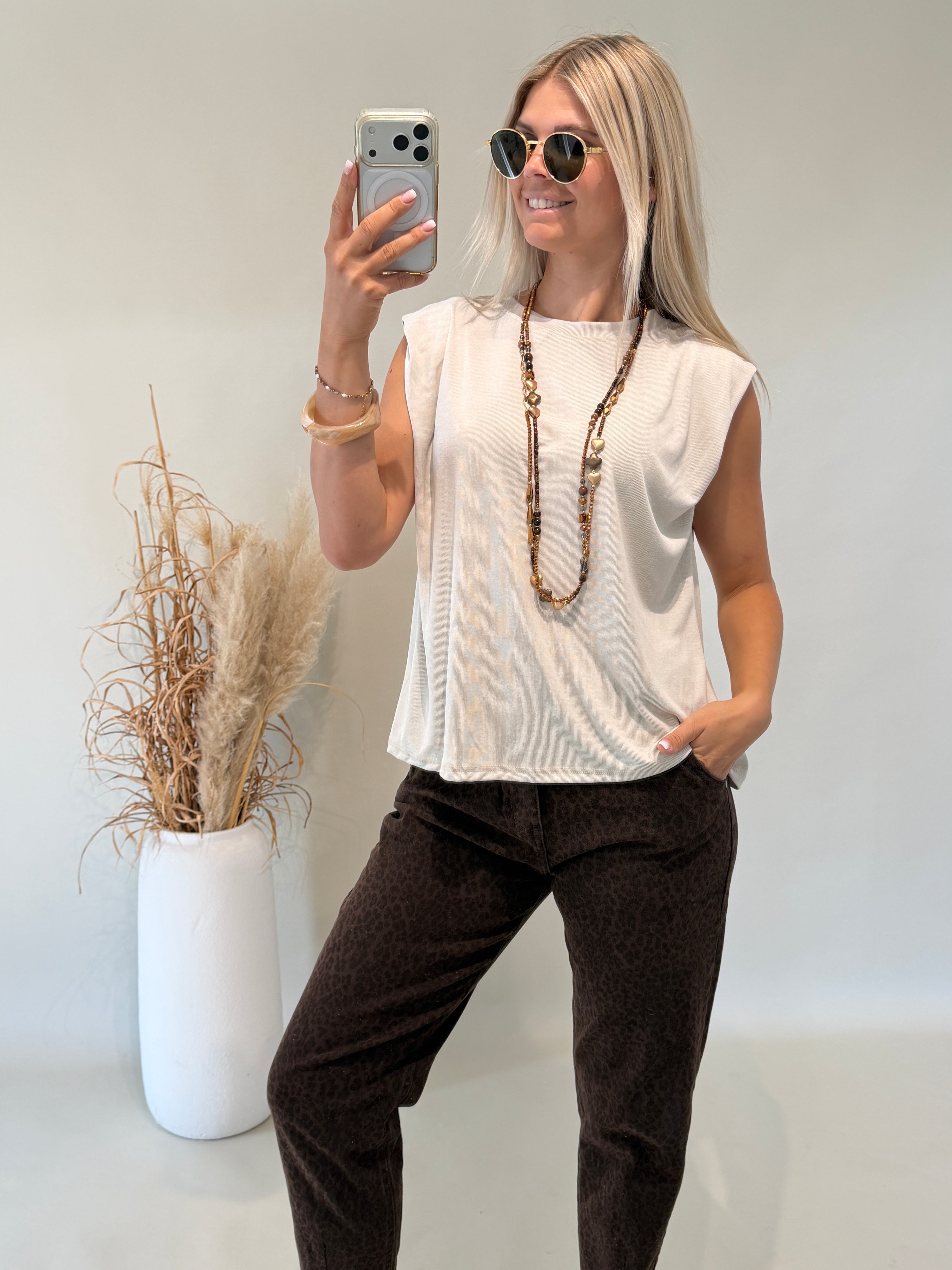 Shirt Feinstrickoptik in Beige