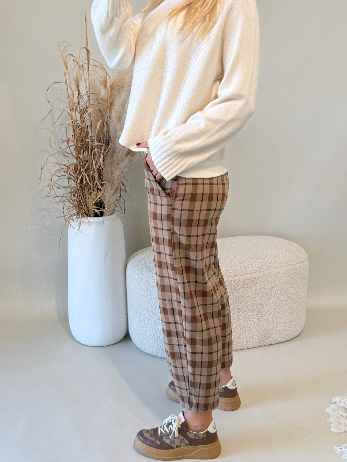 Hose in Zimt mit Karo-muster