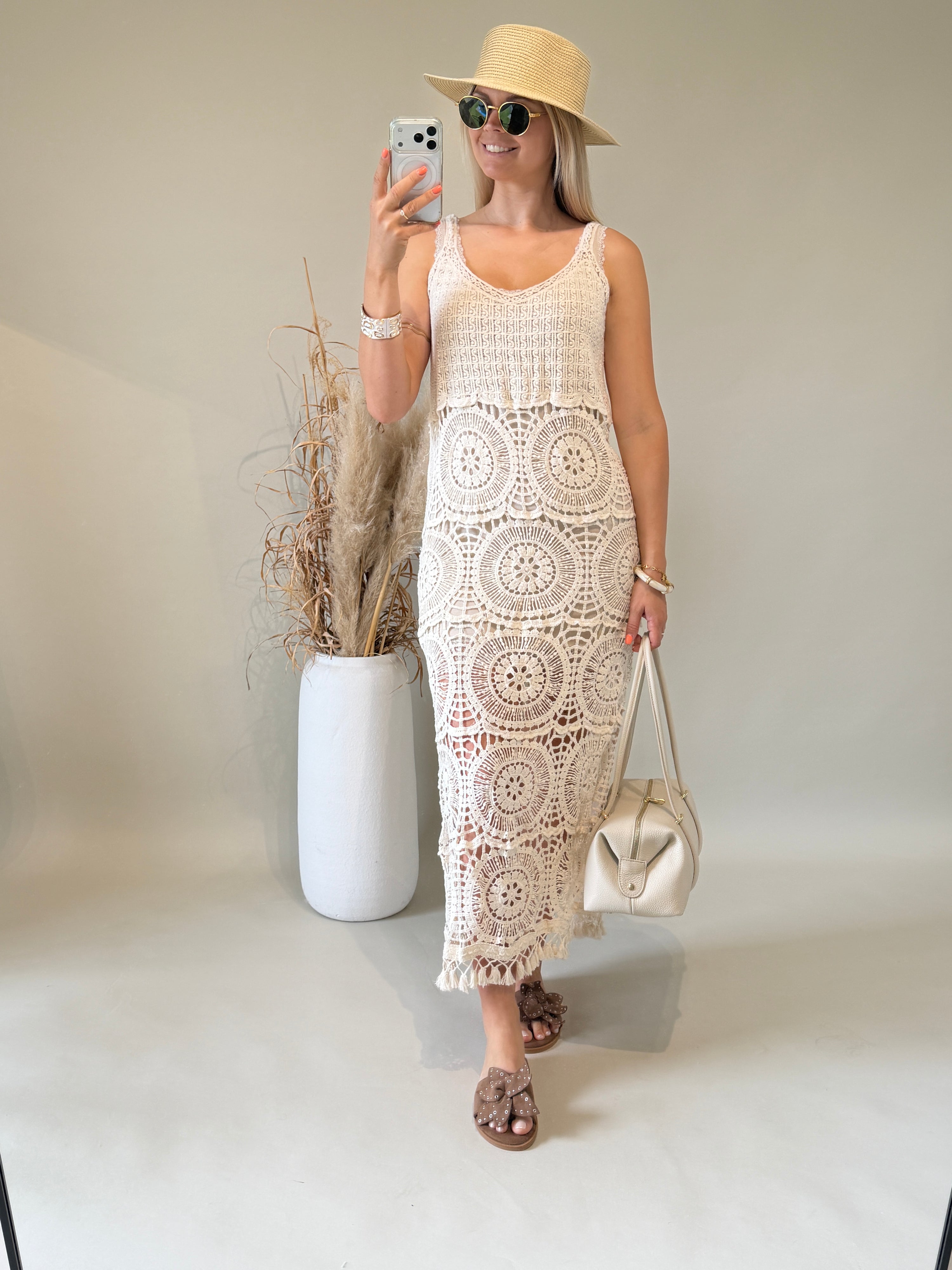 Top in Beige ( Unterziehtop lang mit Spitze )