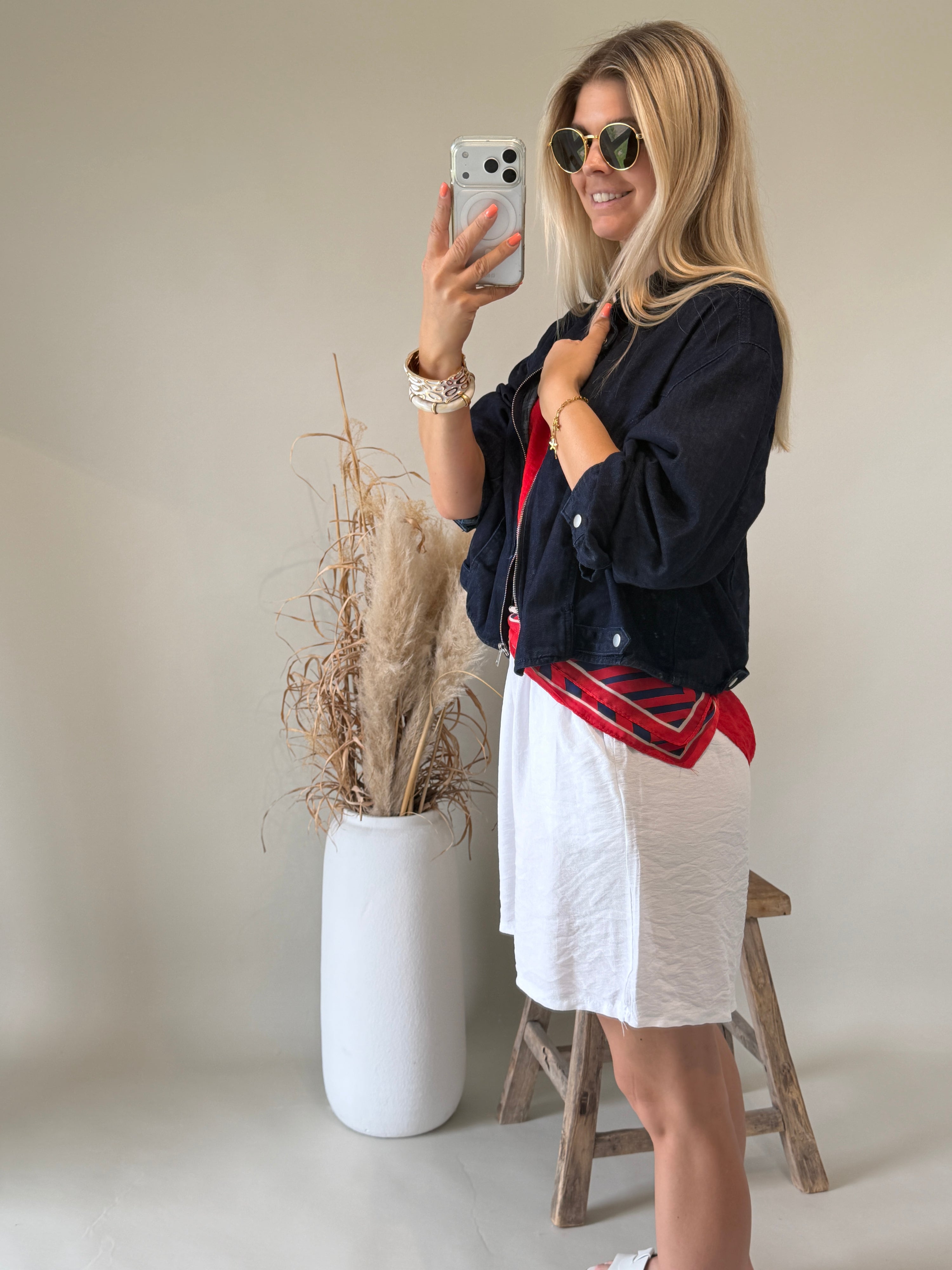 Jacke in Dunkelblau ( Leichter Jeansstoff )