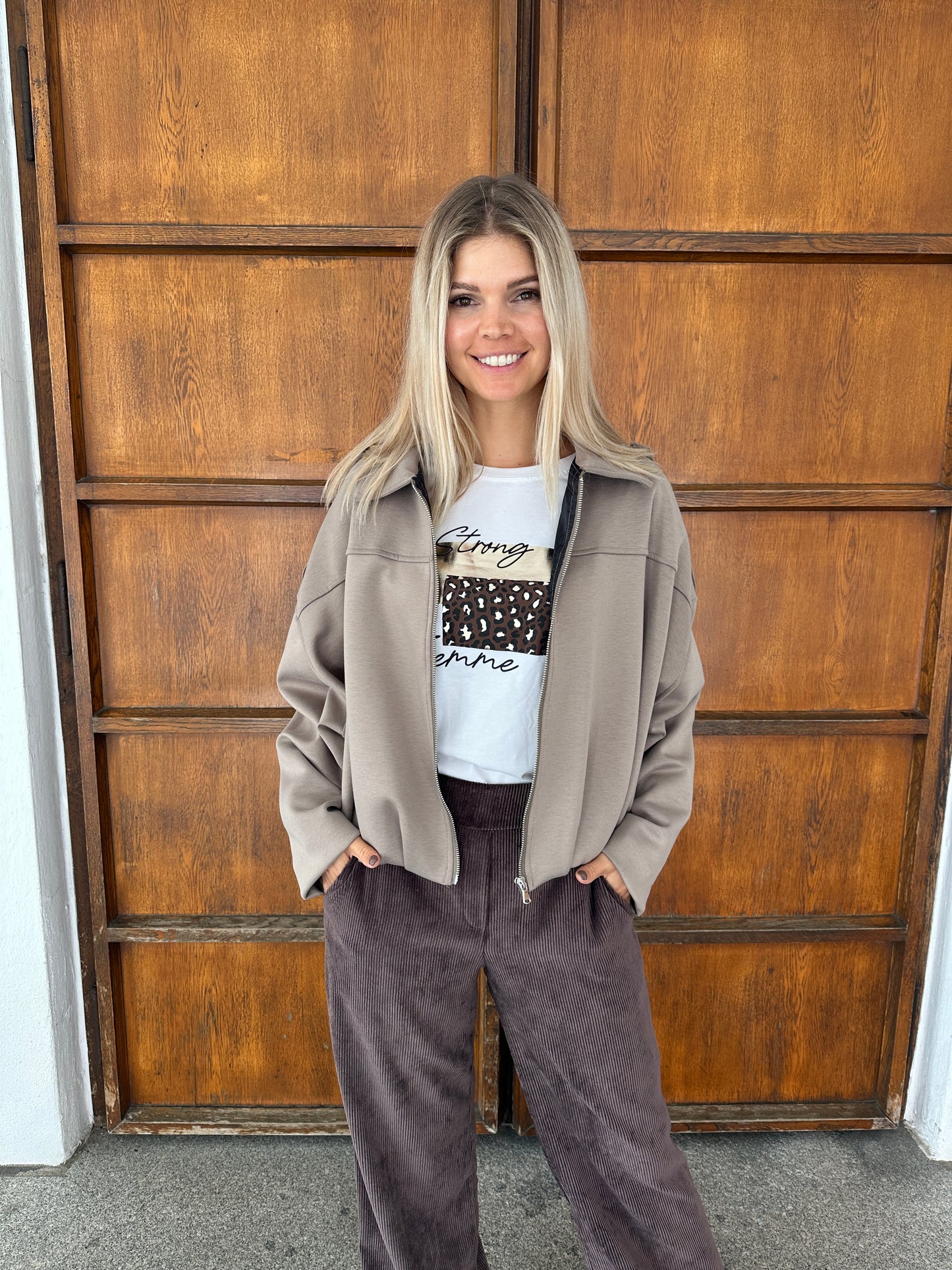 ballonjacke in taupe