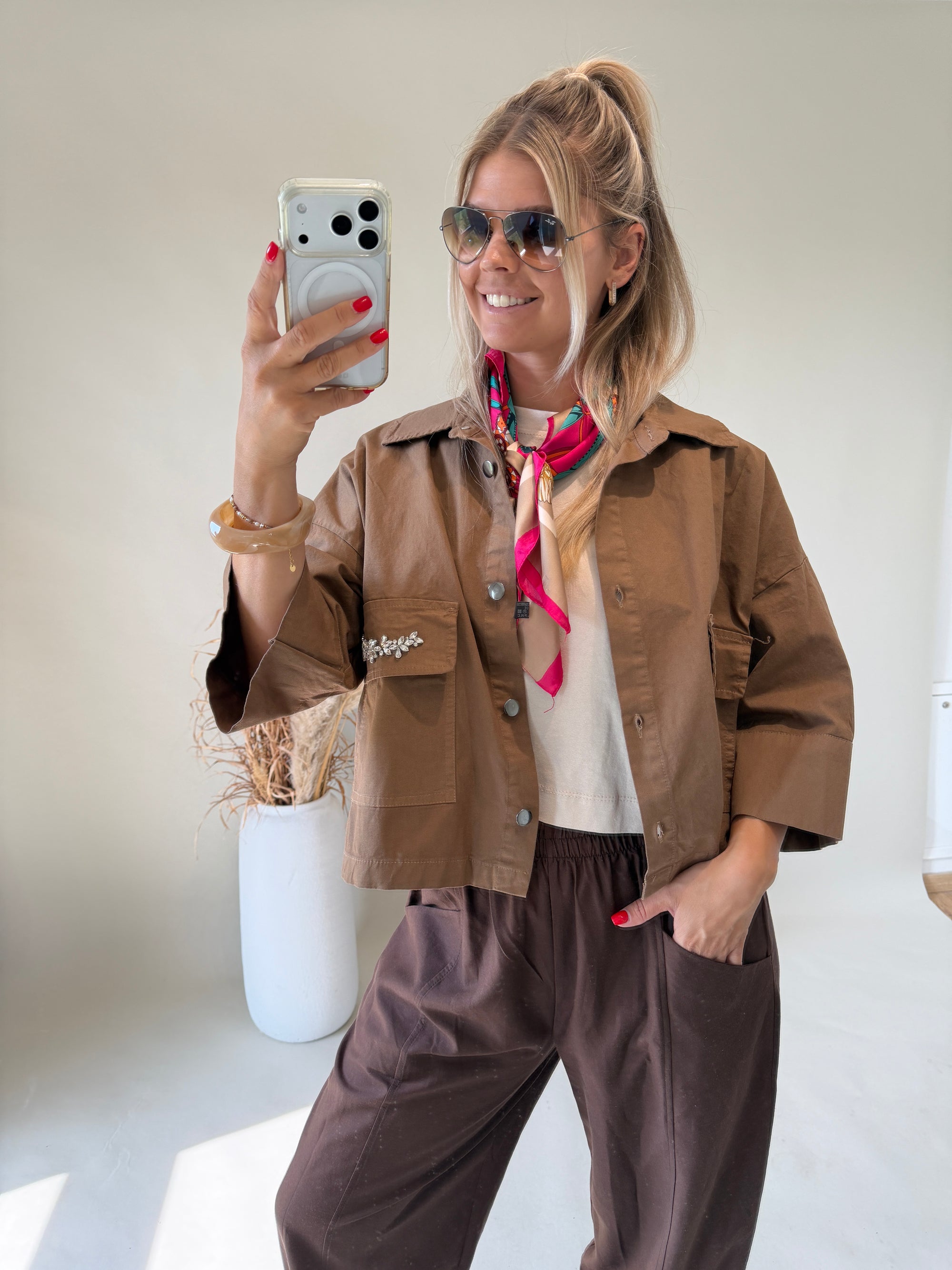 Tuch in Pink / Zimt mit Muster