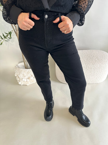 Jeans in Schwarz mit Glitzer