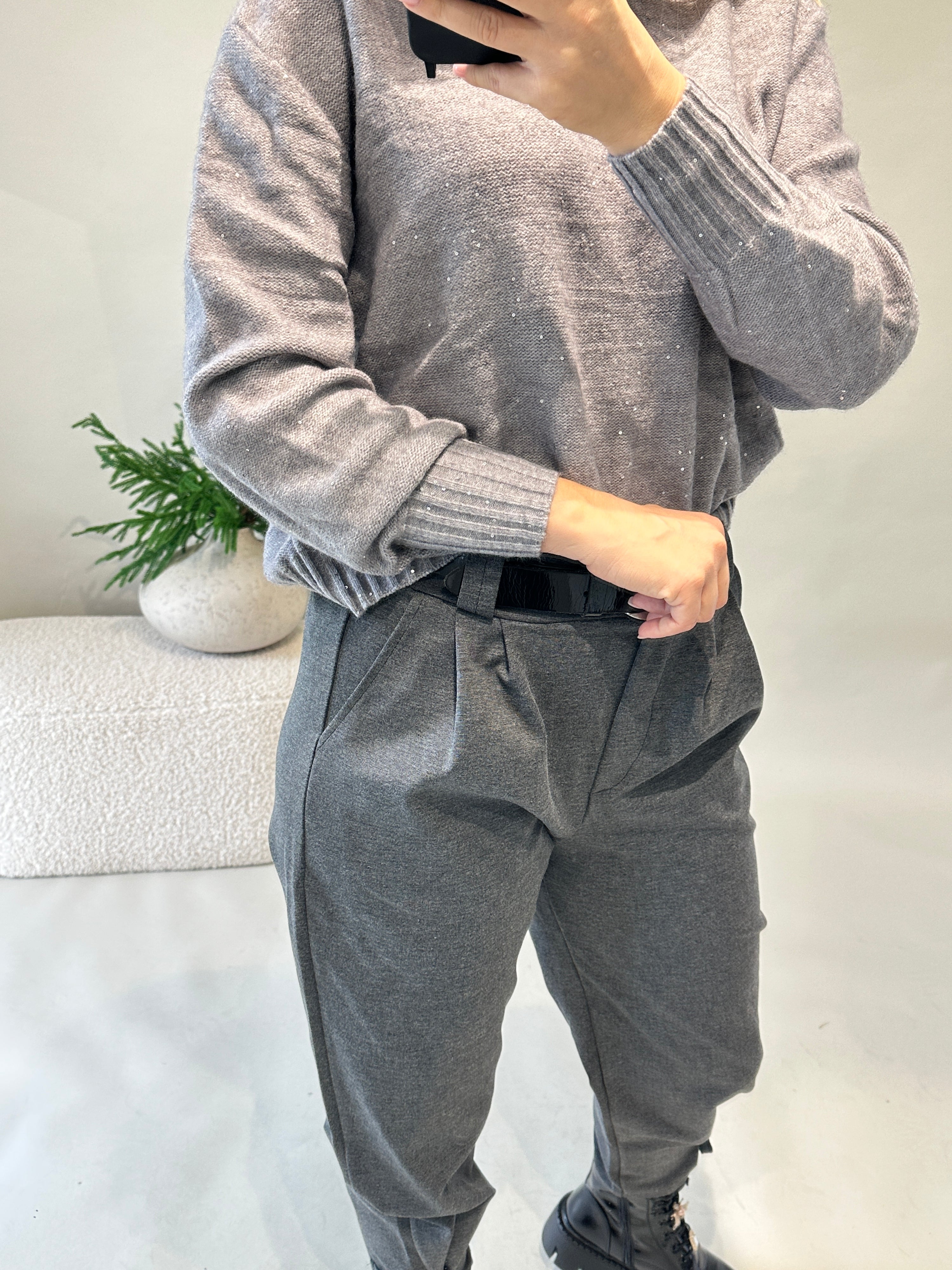 Pullover in Grau mit Glitzer