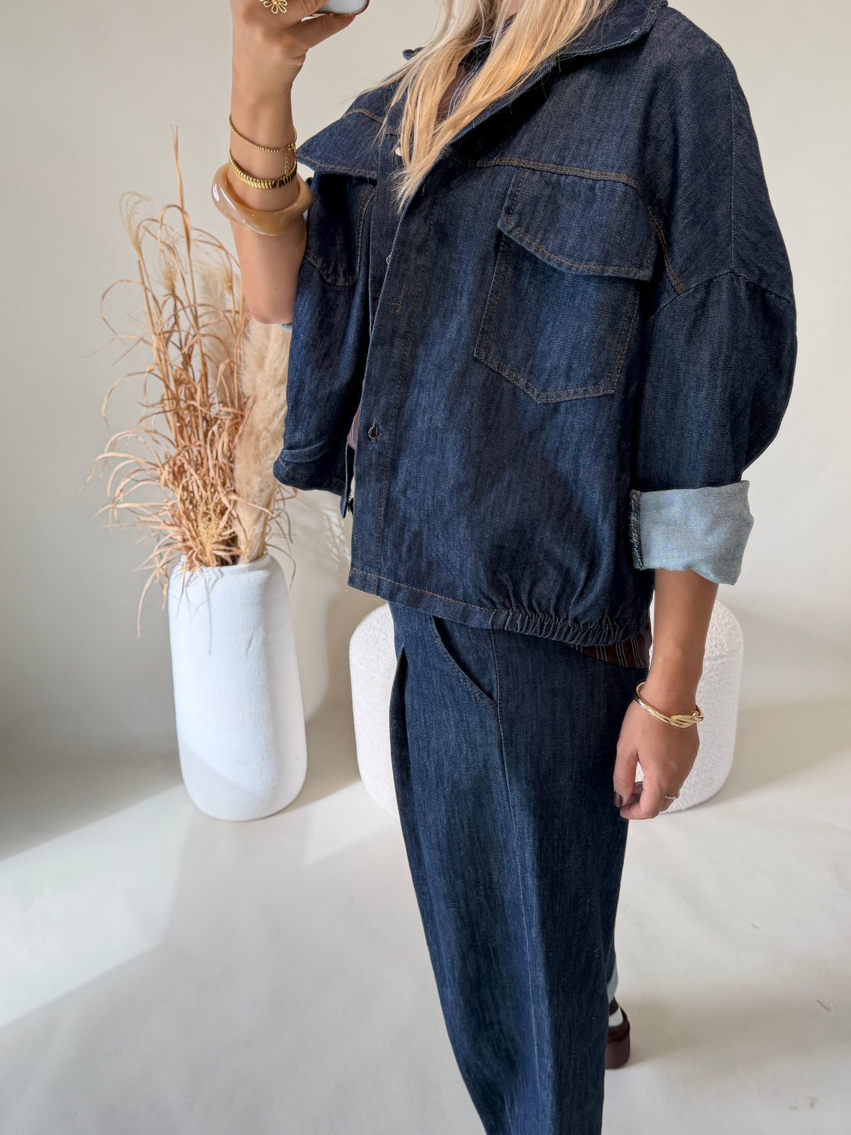 Jacke in Dunkelblau ( Jeansstoff )