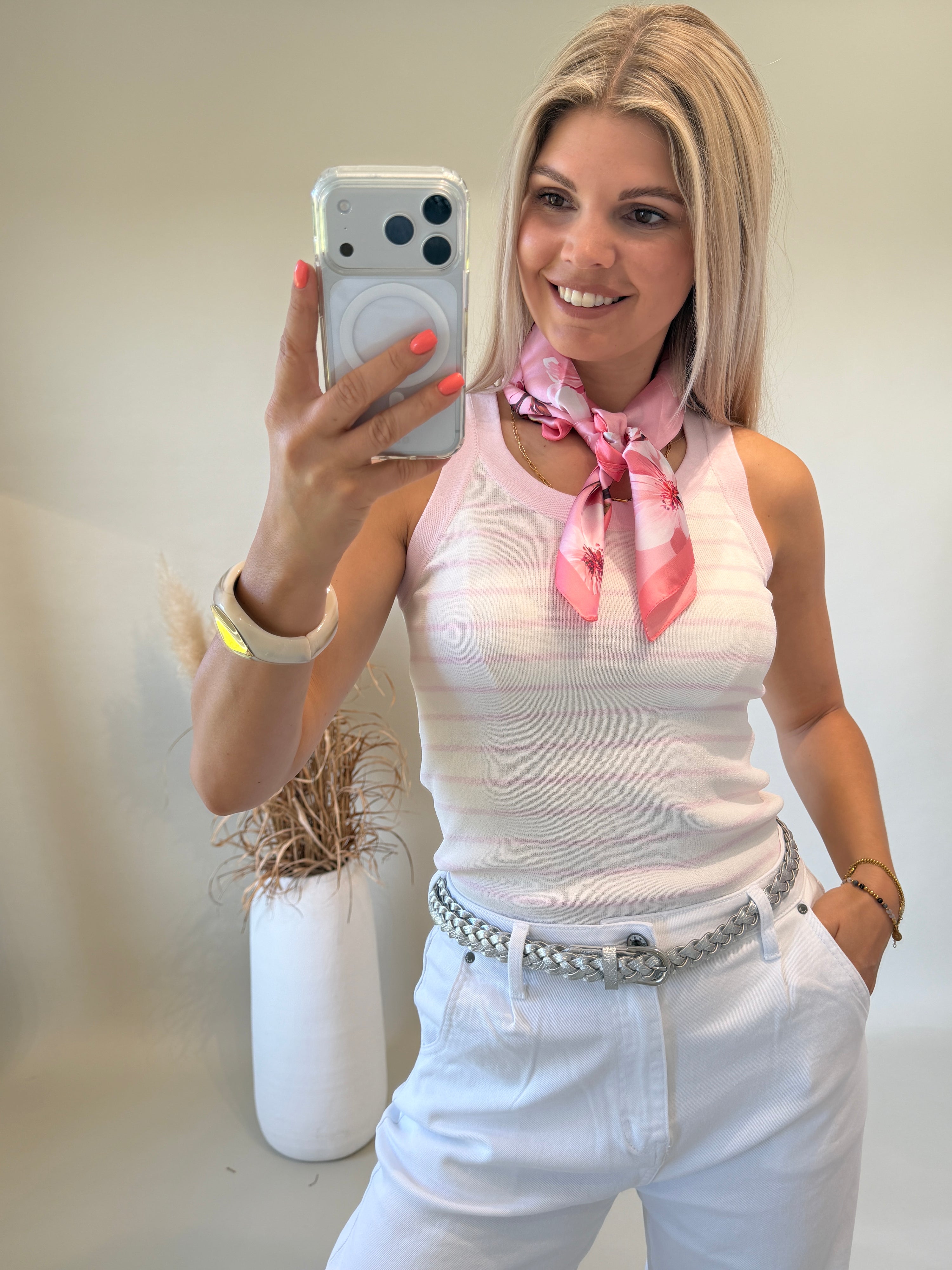 Top in Rosa / Weiß gestreift