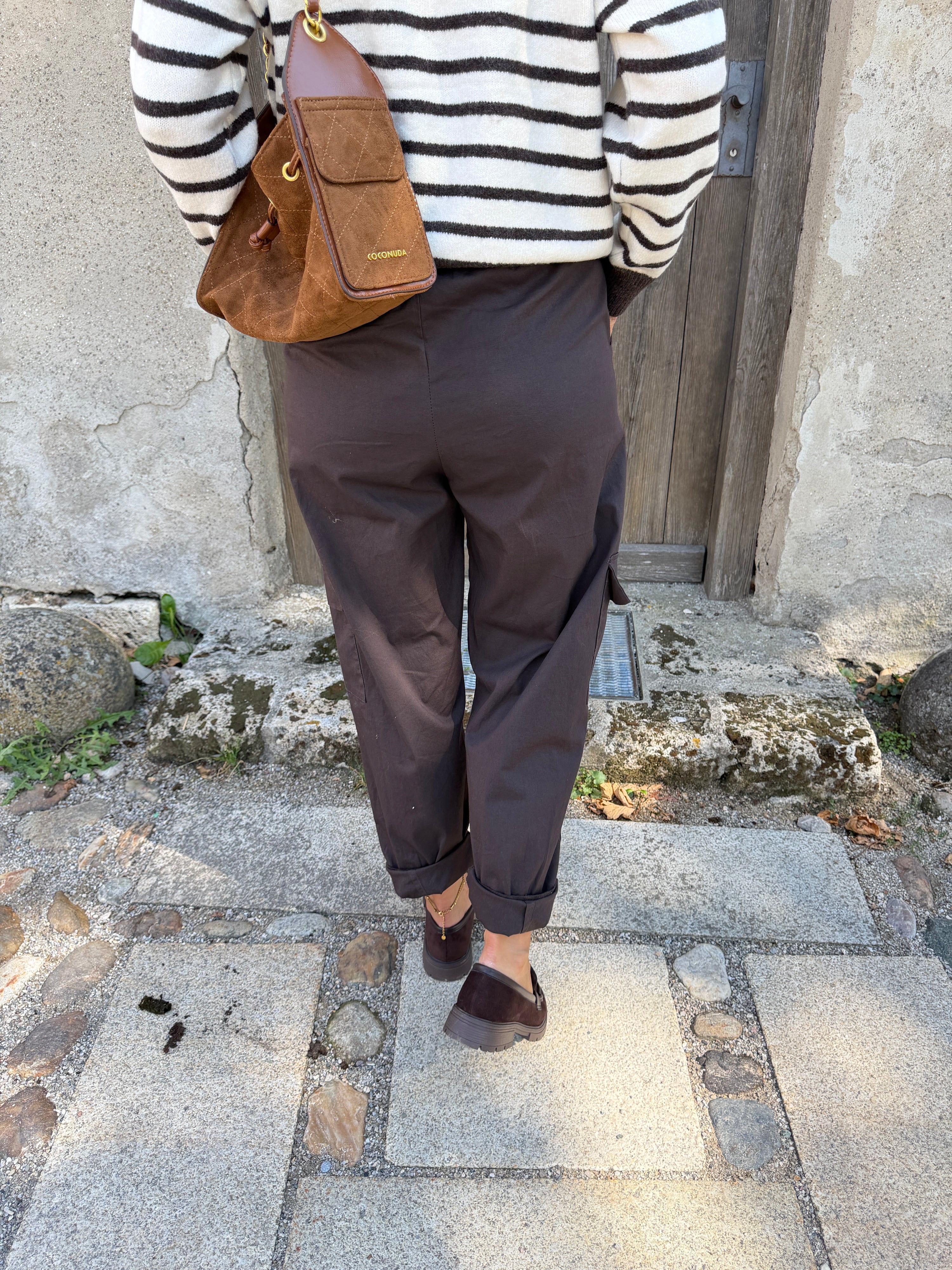 Hose in Schokobraun mit Cargotaschen ( Ballon )