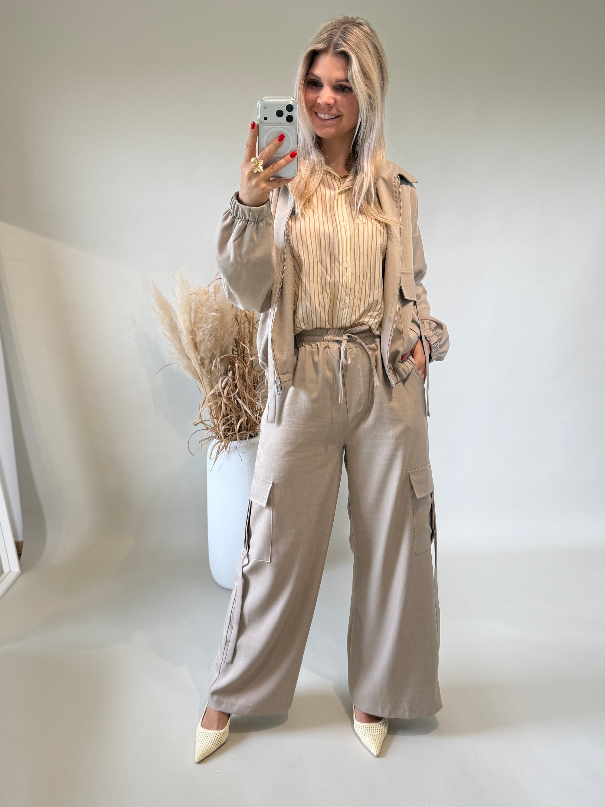 Bluse in Vanillegelb mit Streifen in Zimt