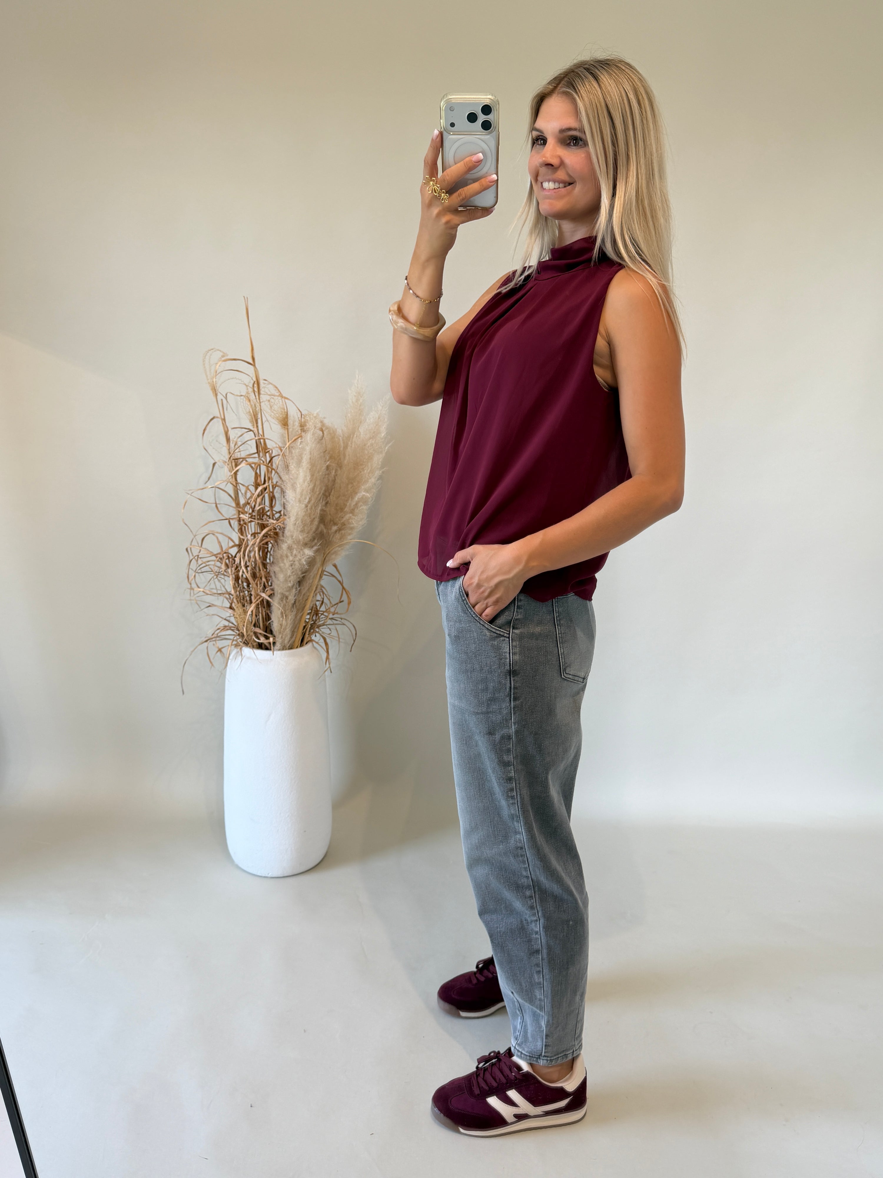 Bluse in Bordeaux