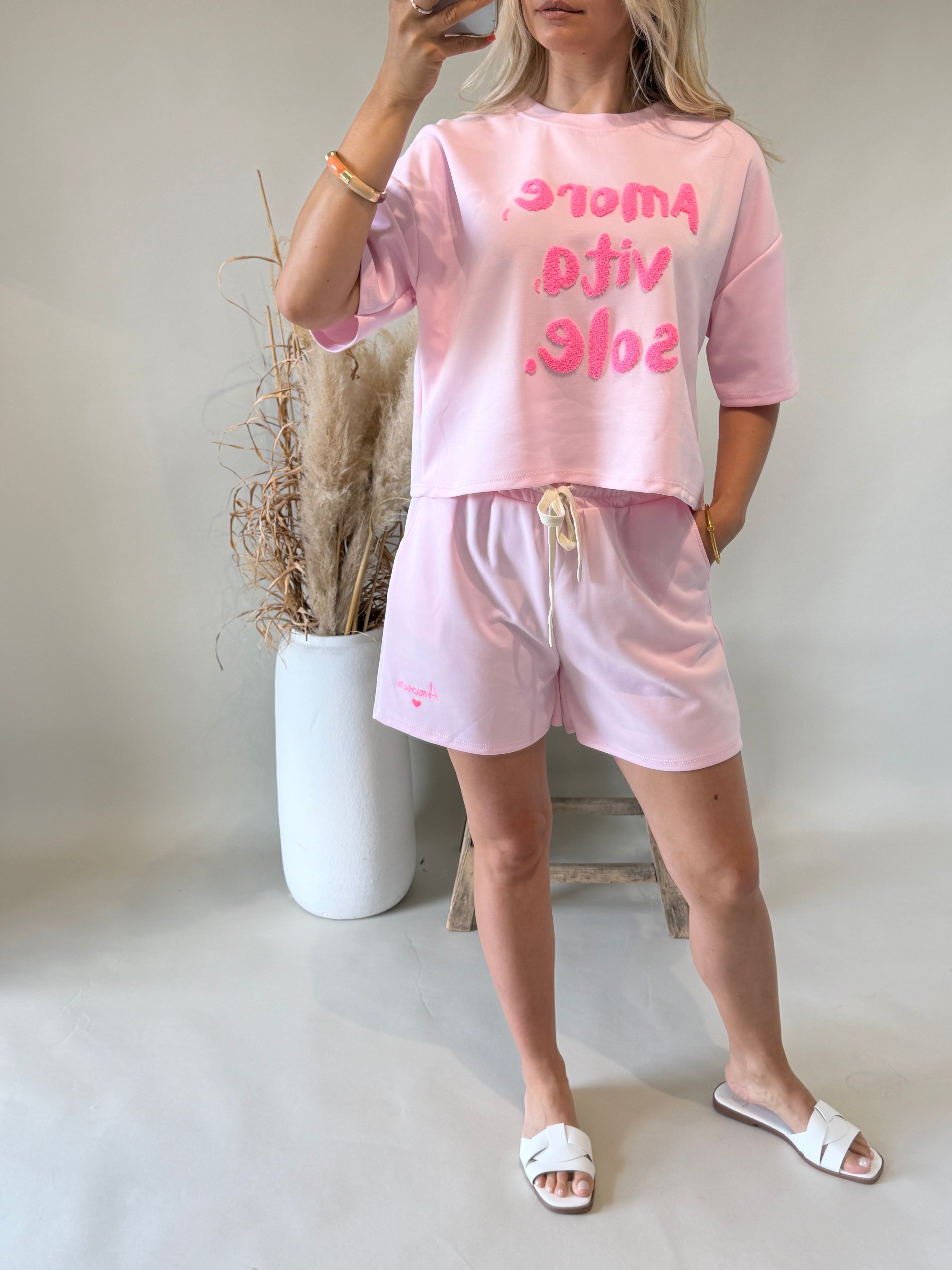 T - Shirt in Rosa mit Pinker Aufschrift