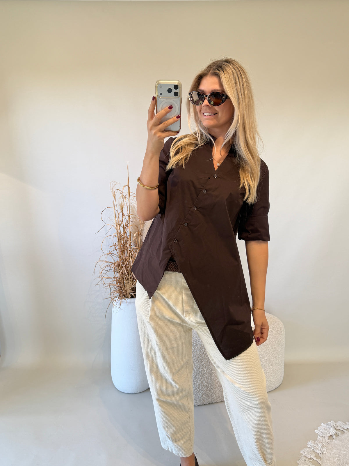 Bluse in Schokobraun