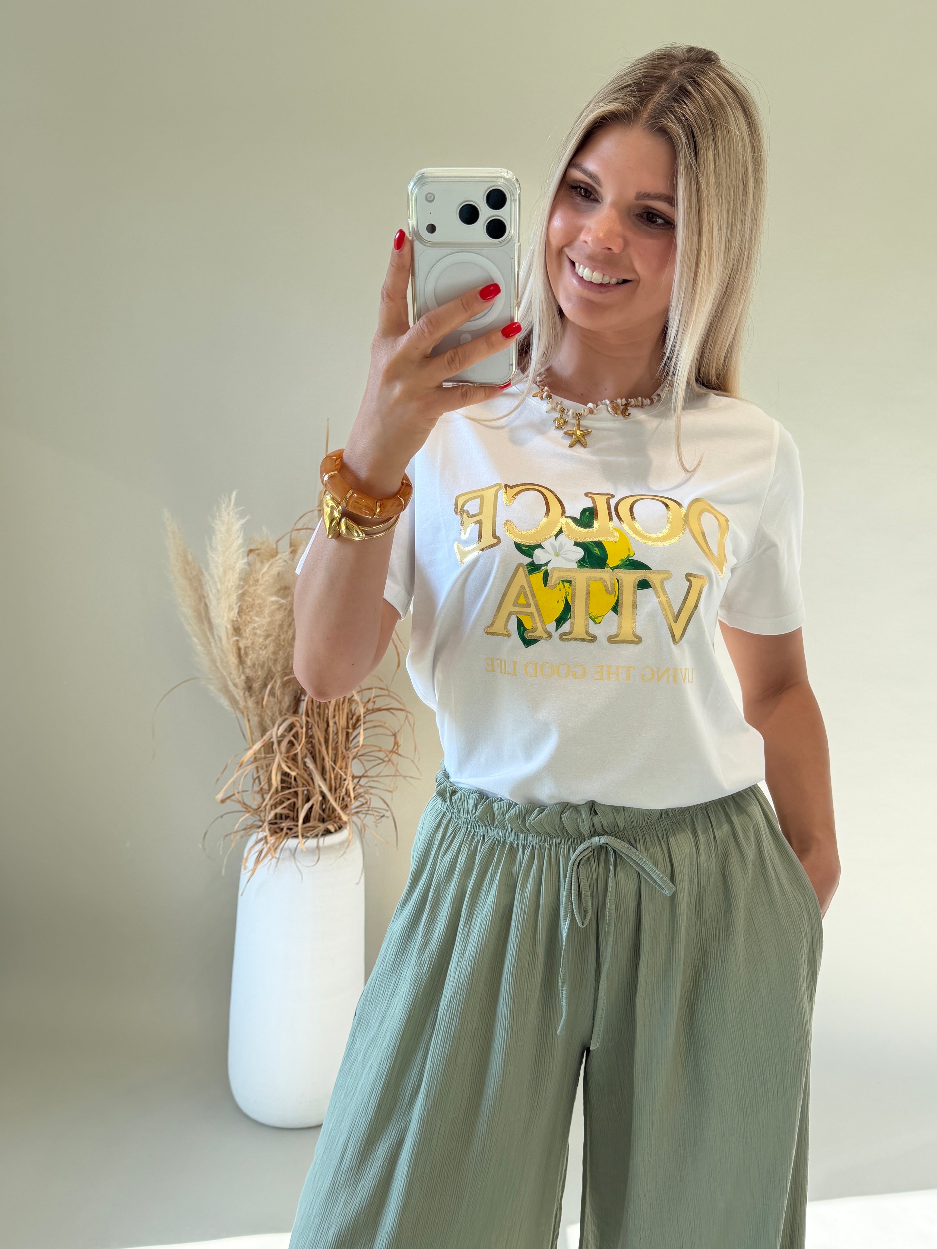 T - Shirt in Weiß mit Aufdruck ( Zitronen und Aufschrift in Gelb )