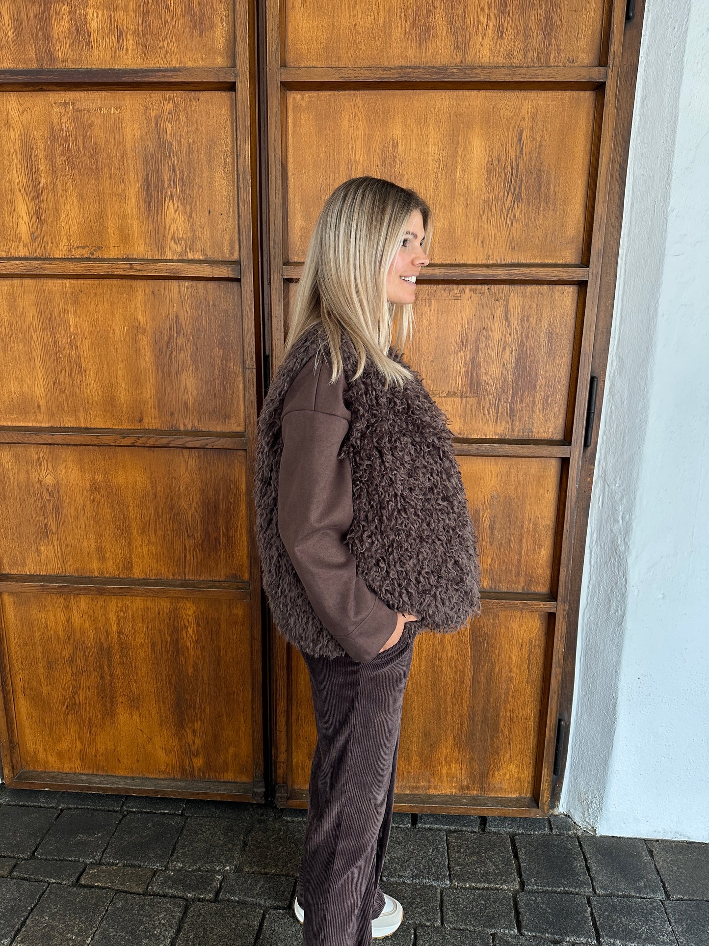 felljacke in schokobraun