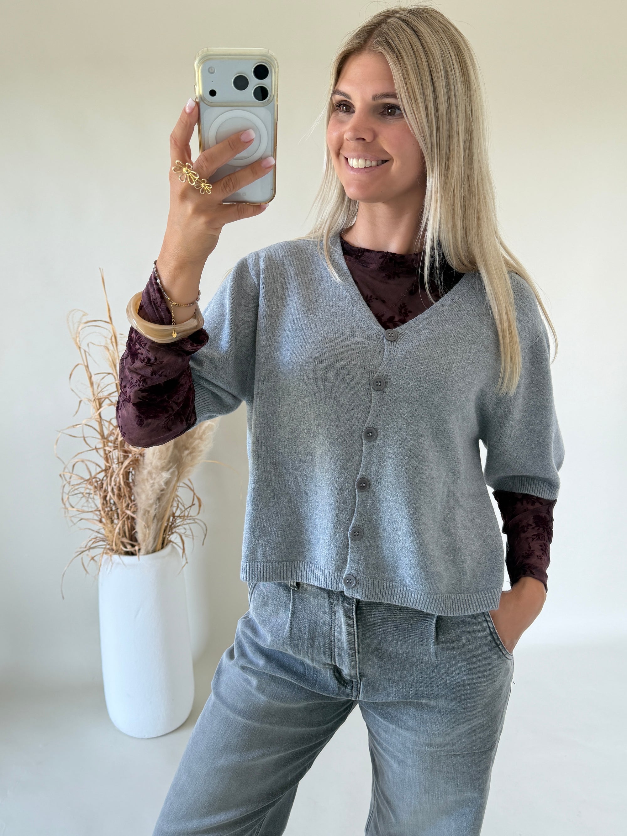 Jacke in Grau ( Kurzarm )