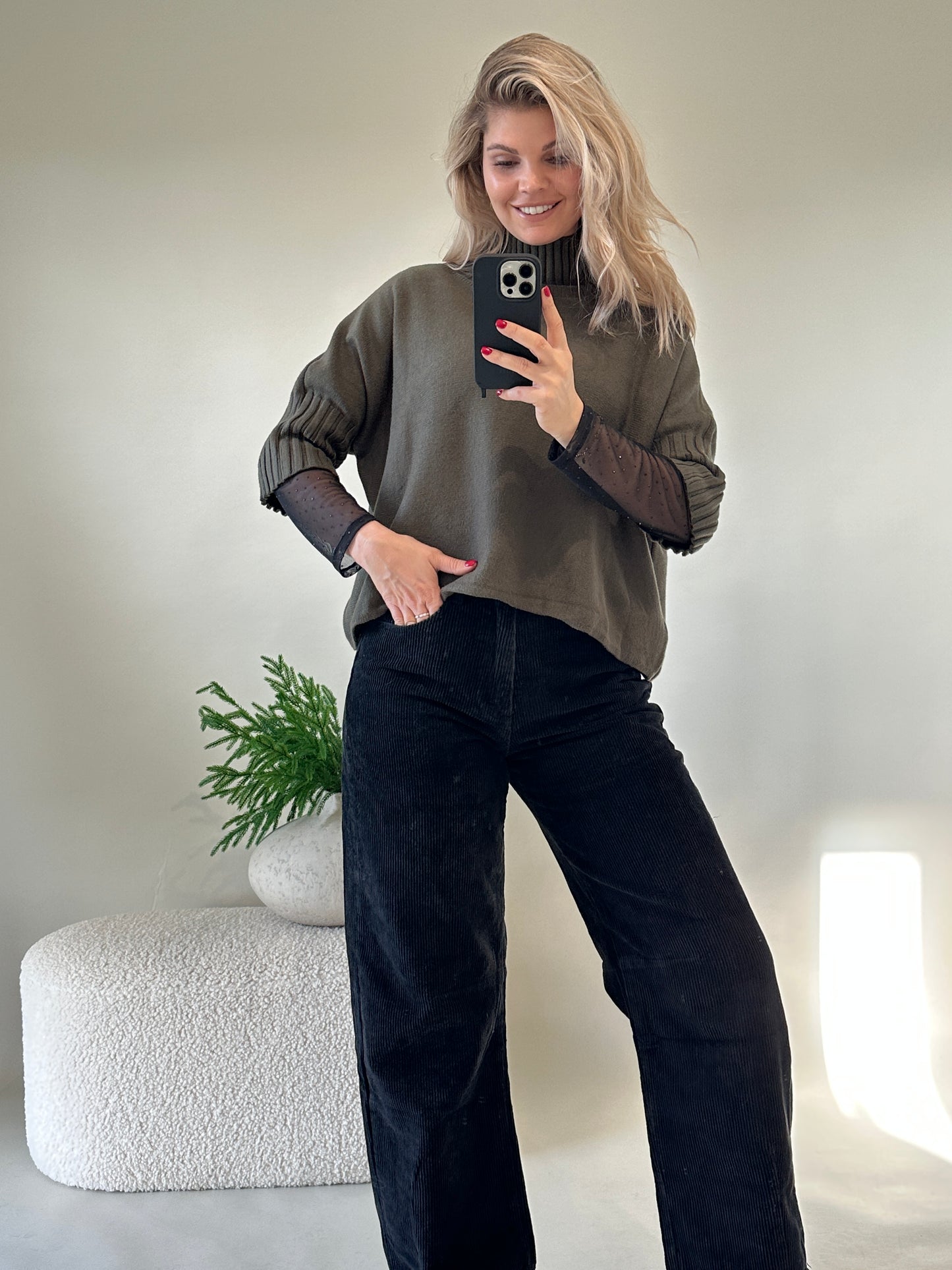 pullover in olivgrün (kurzarm)