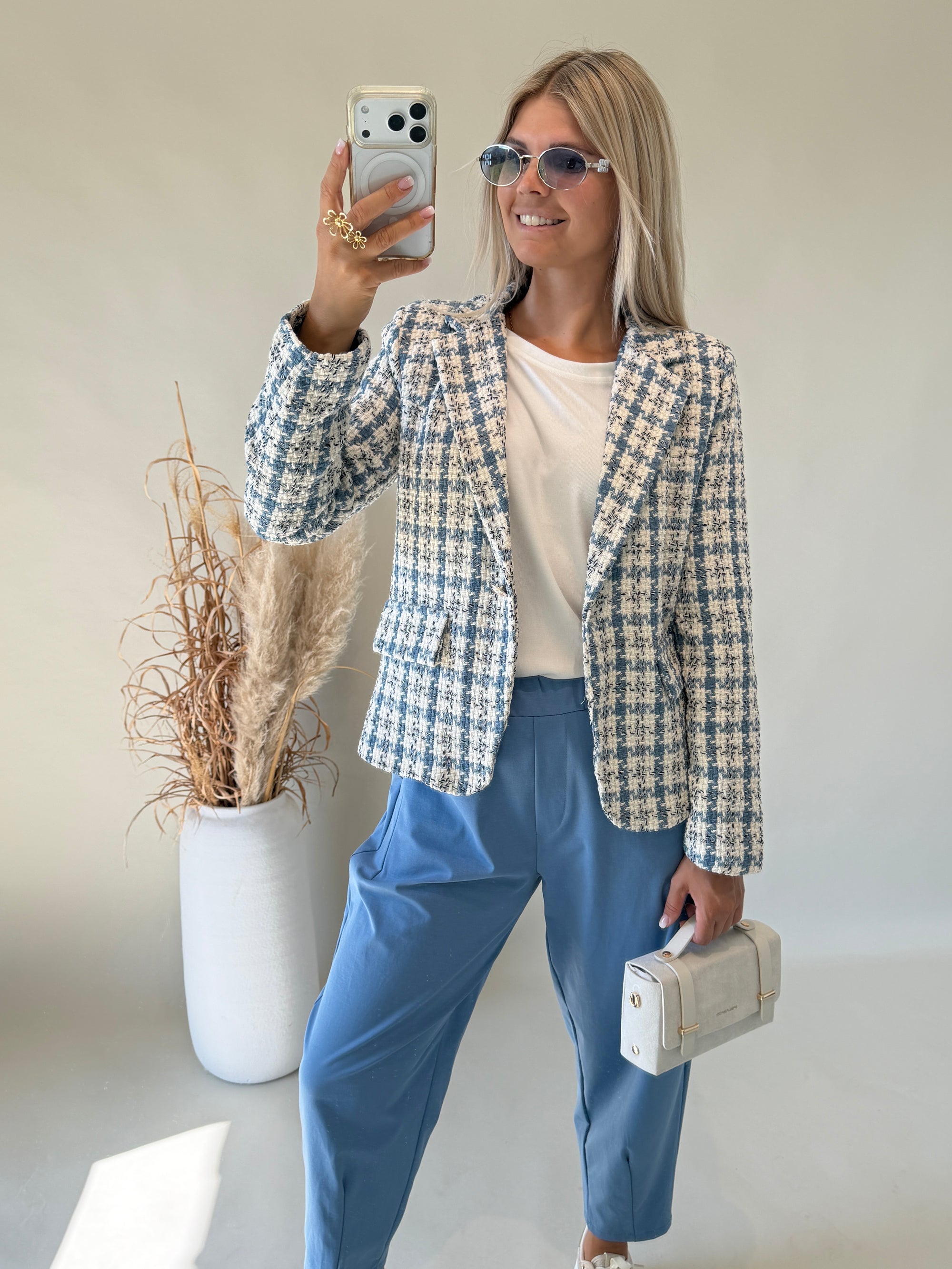 Blazer in Rauchblau / Wollweiß