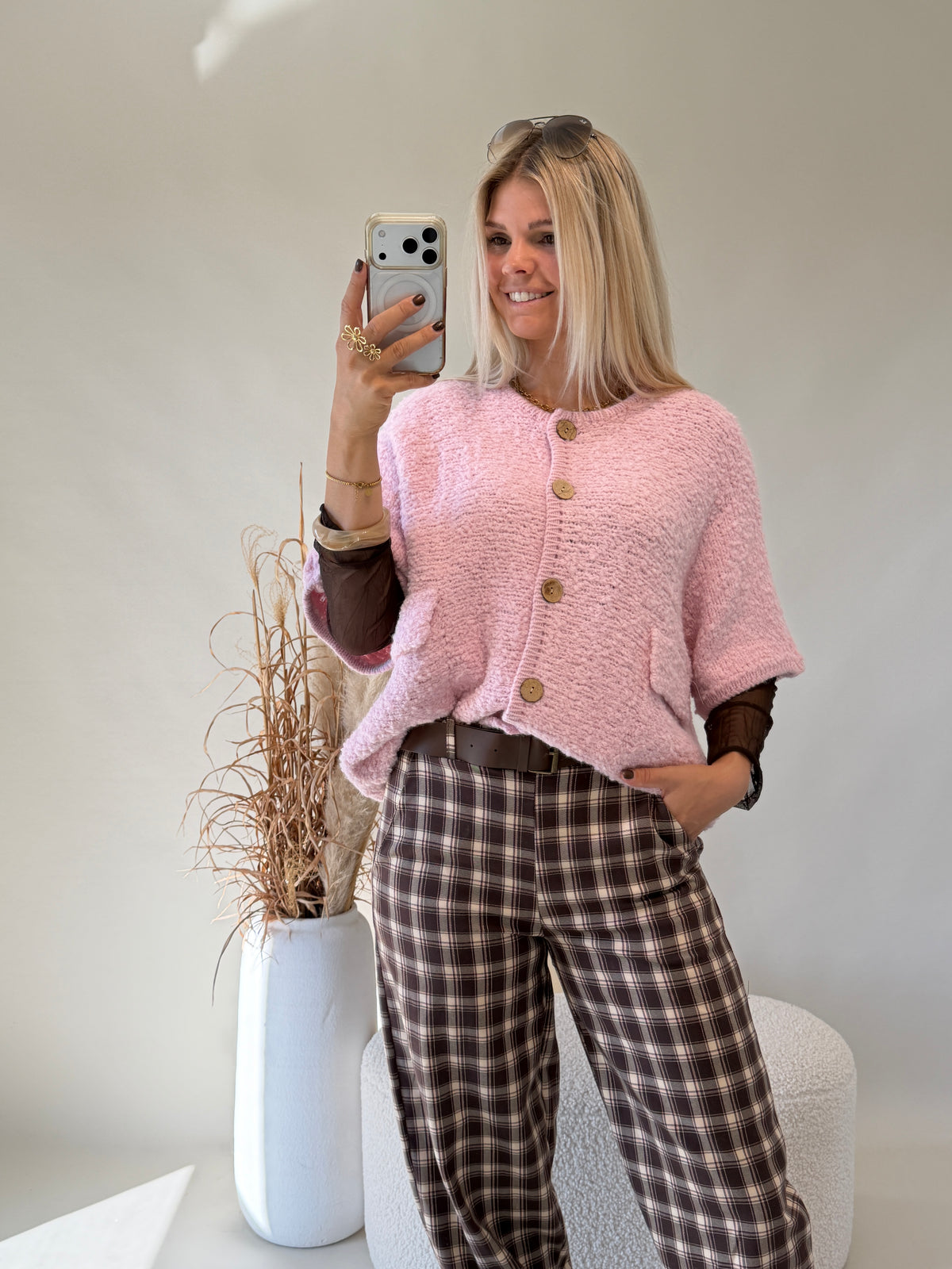 Strickjacke in Rosa ( Kurzarm )
