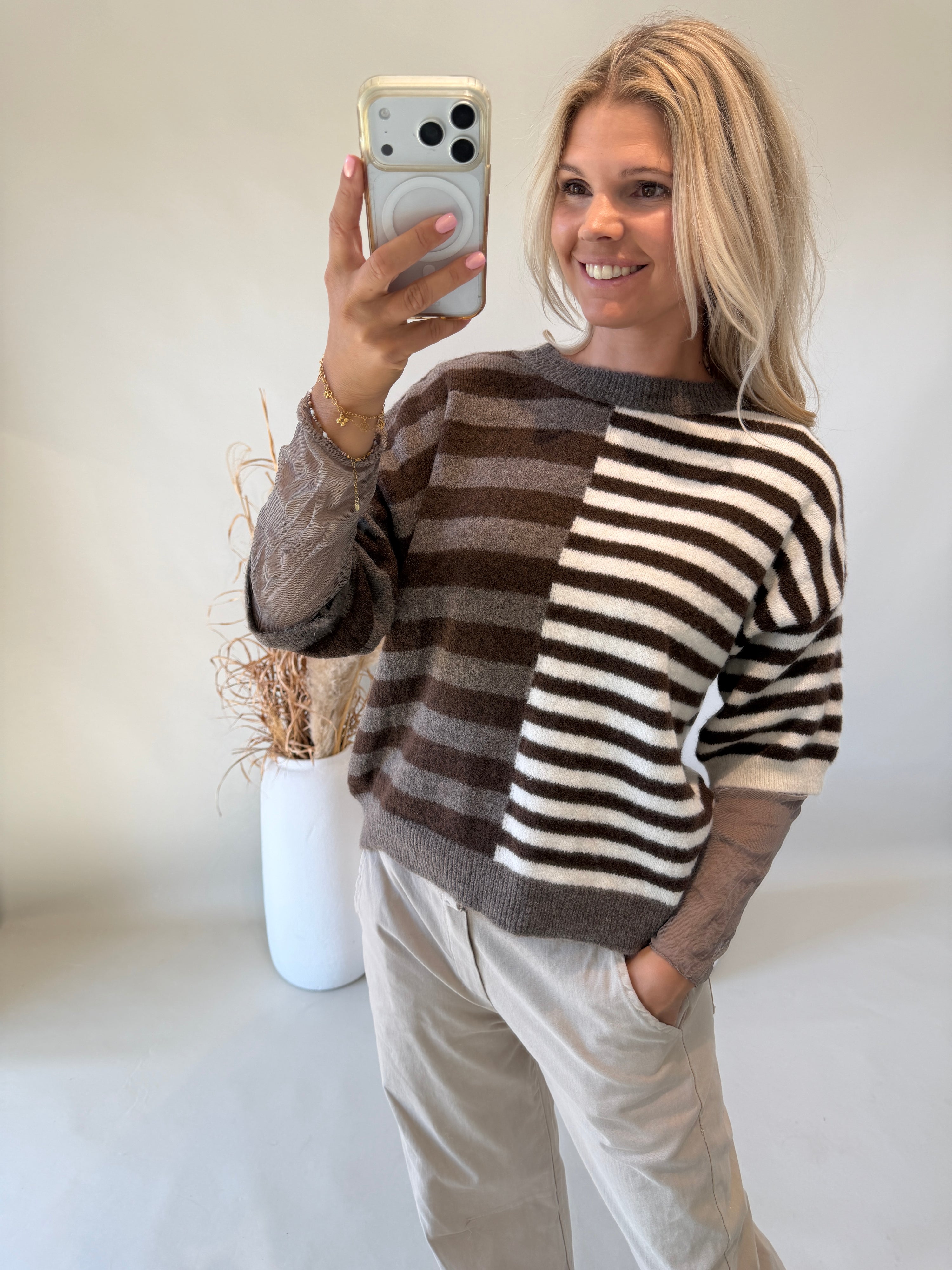 Netzshirt in Nussbraun