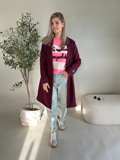 Pullover gestreift in Pink/Wollweiß