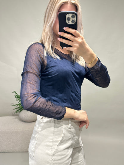 Netzshirt in Dunkelblau