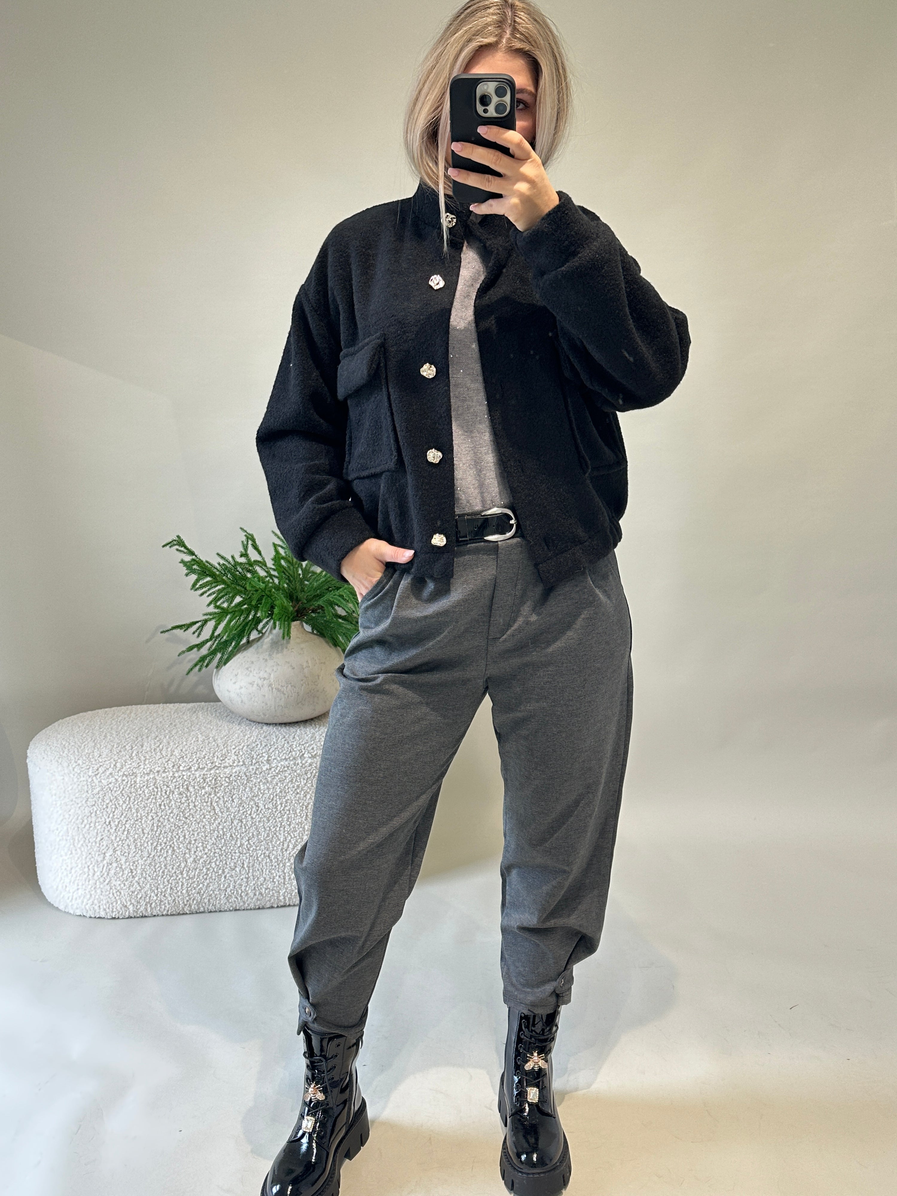 Pullover in Grau mit Glitzer