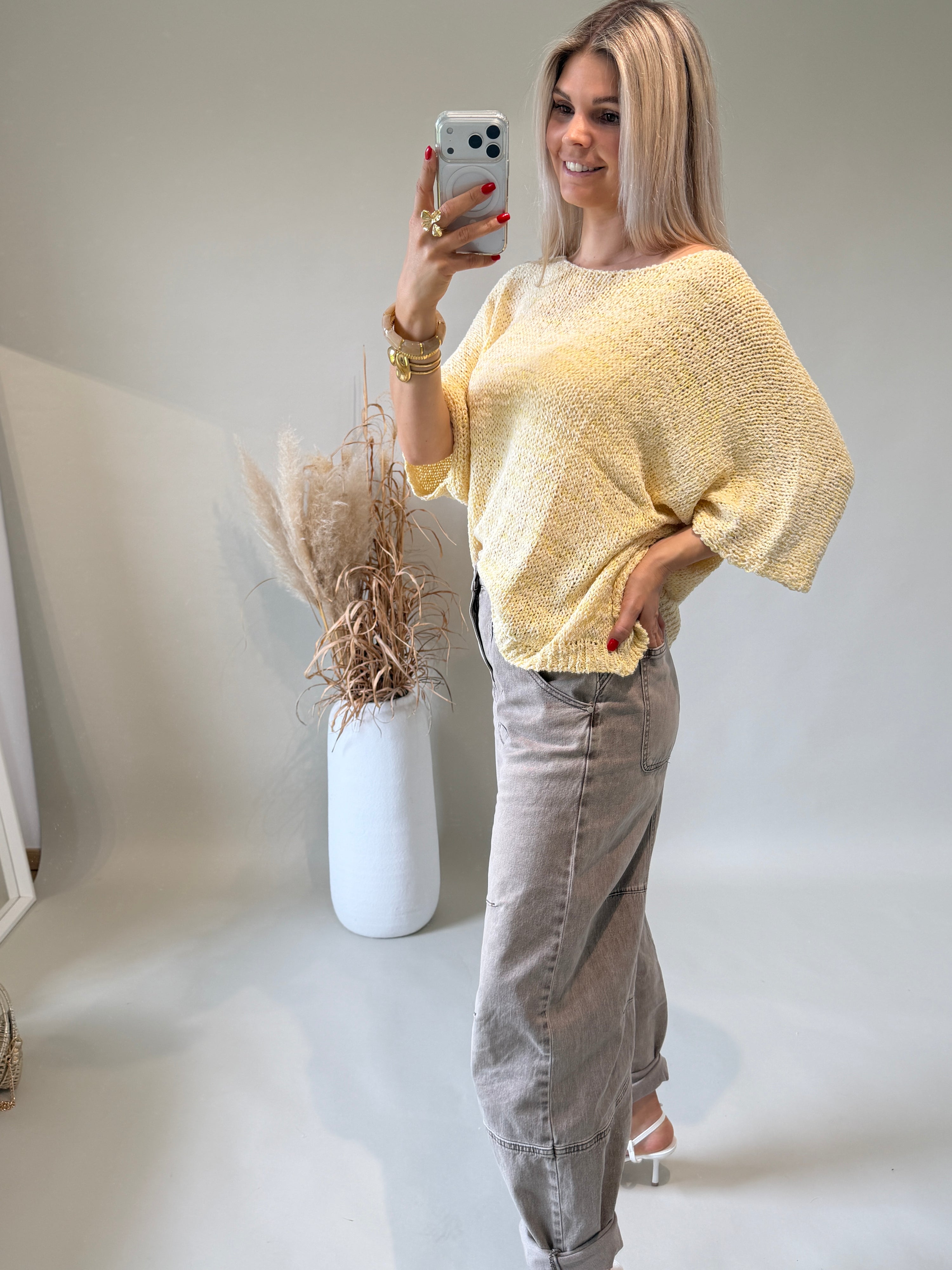 Pullover in Vanillegelb ( Kurzarm )