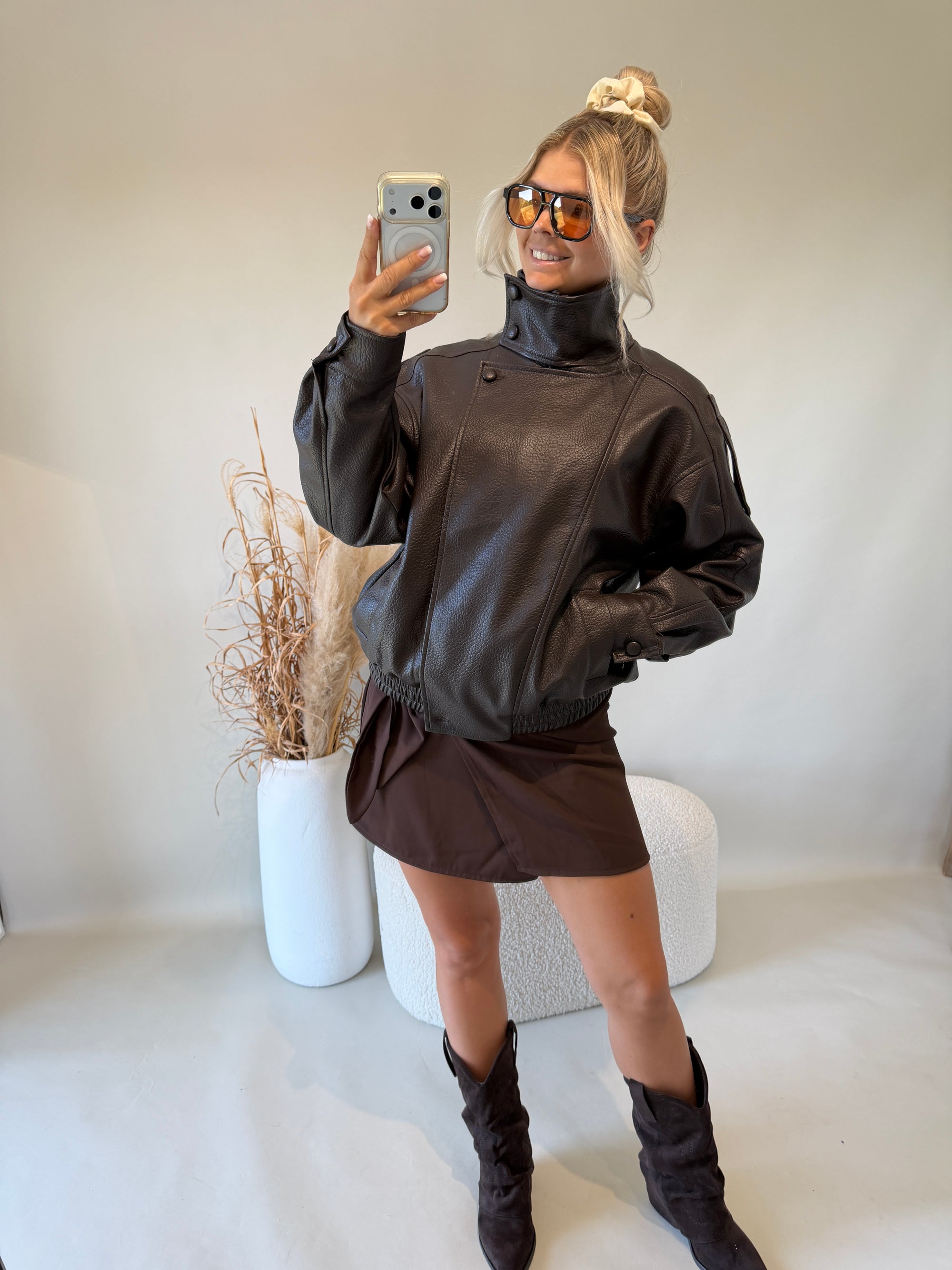 Jacke in Schokobraun  ( Lederoptik )