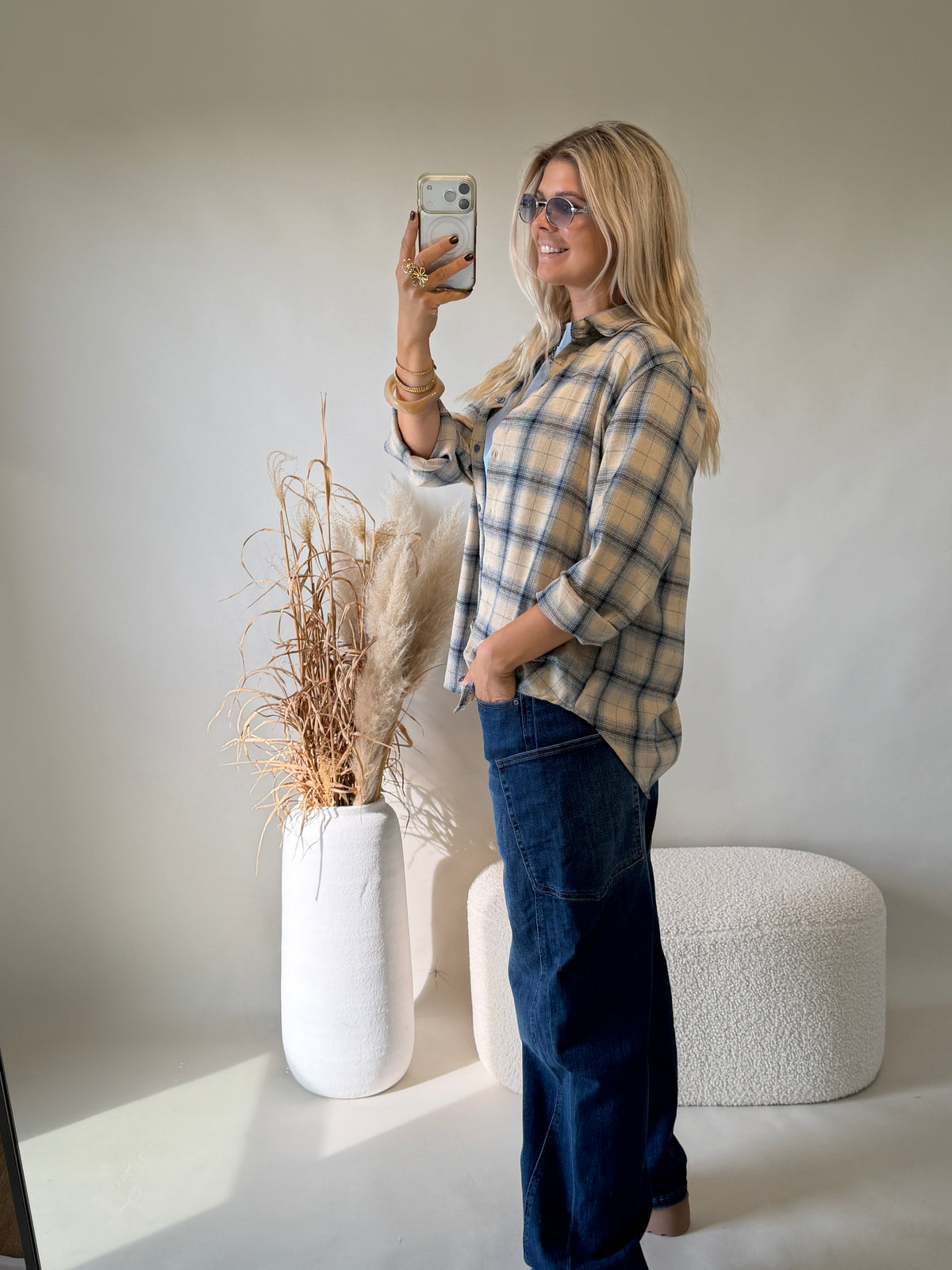Jeans in Dunkelblau ( Ballon ) mit großen Taschen seitlich