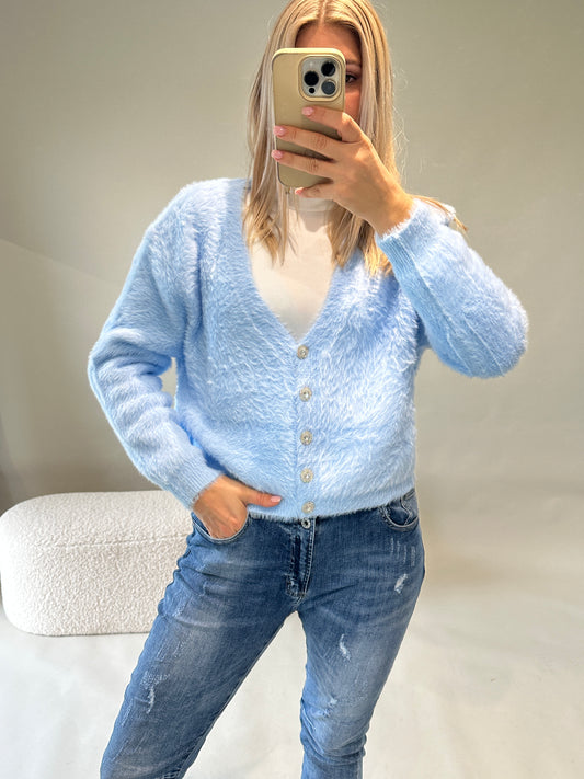 Jacke in Hellblau mit Glitzerknöpfe