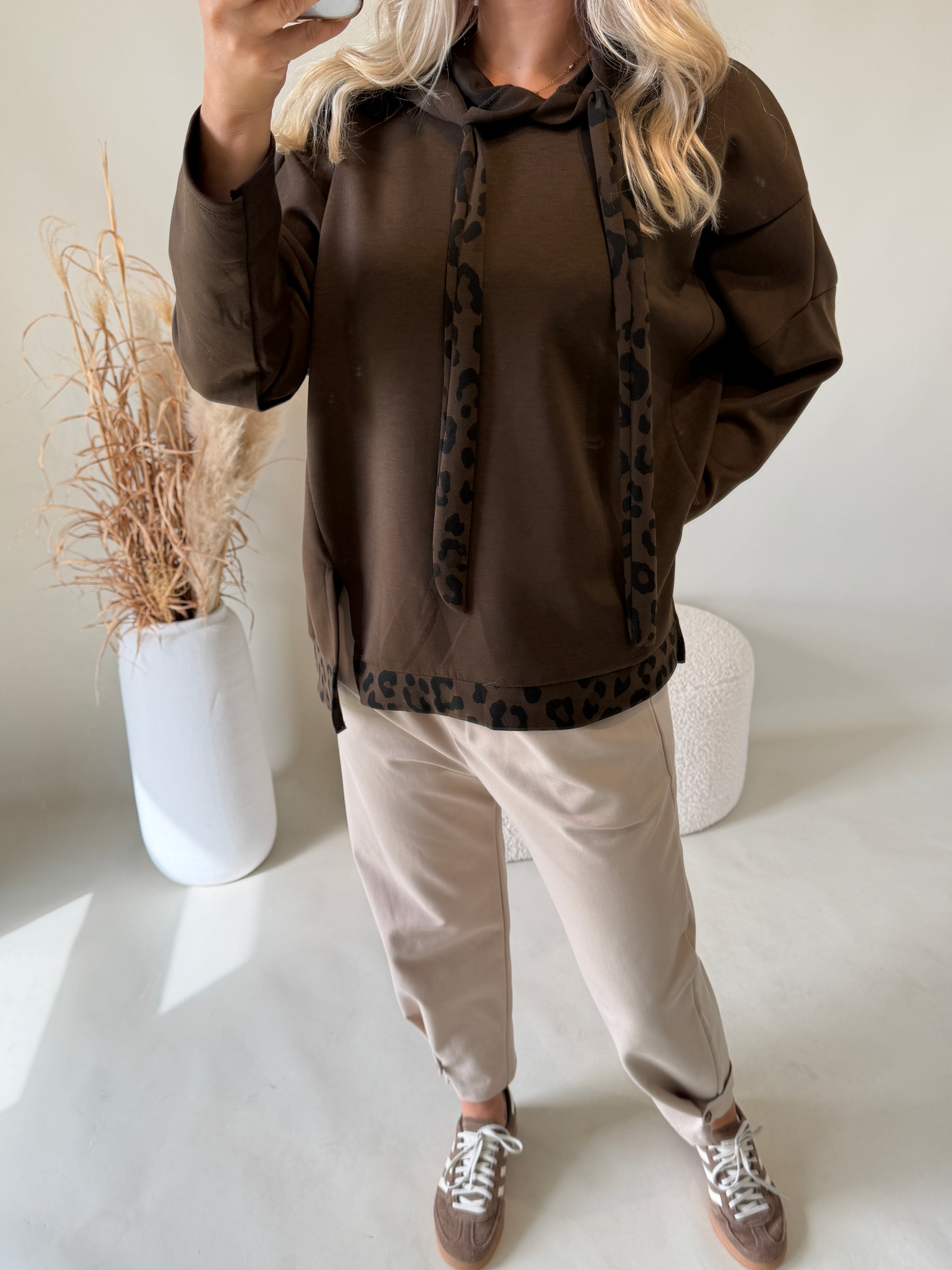 Sweatshirt in Schokobraun mit Kapuze