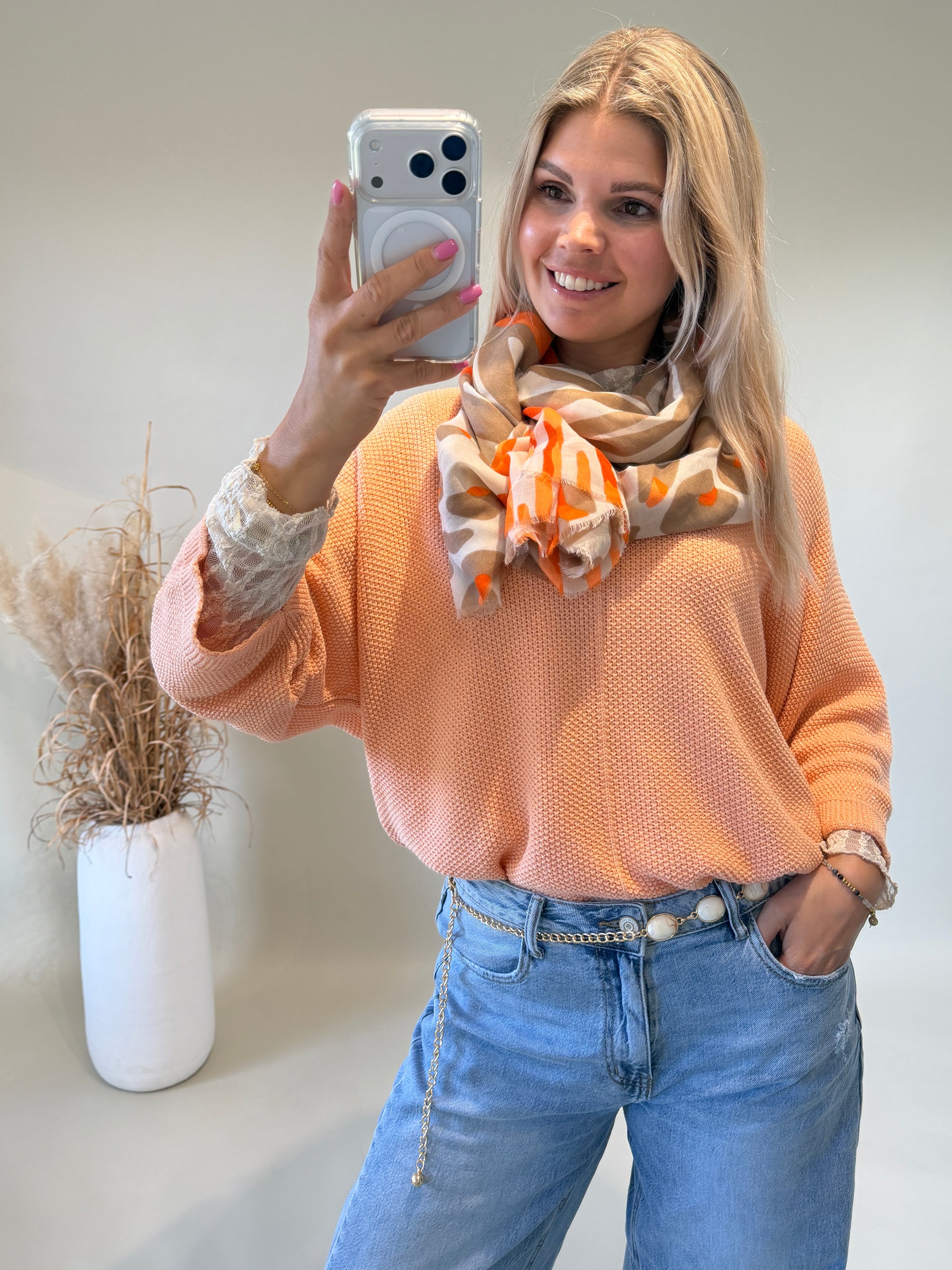 Pullover in Orange mit leichten Glitzer ( kurzarm )