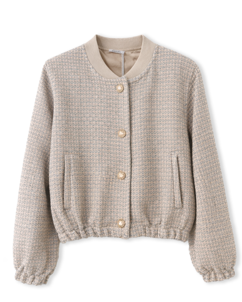 Jacke in Hellblau & Beige mit Muster