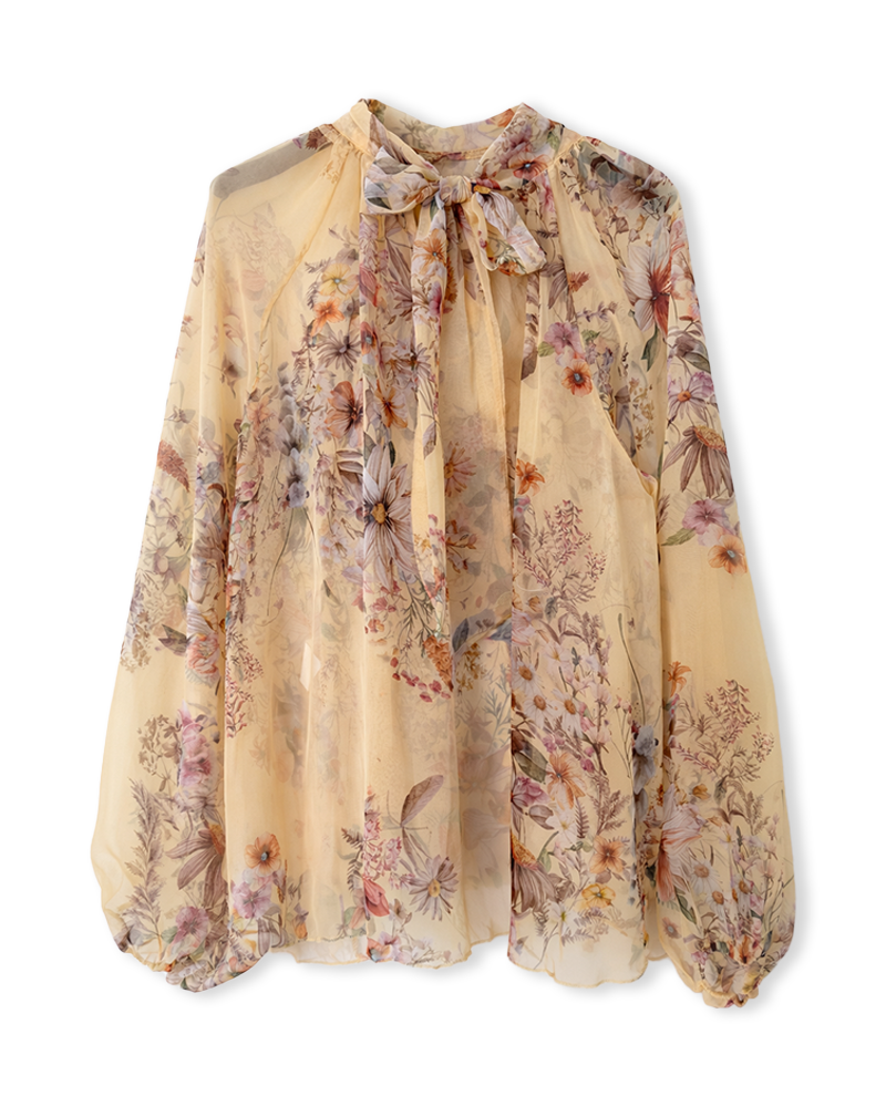 Bluse in Gelb mit Blumenmuster