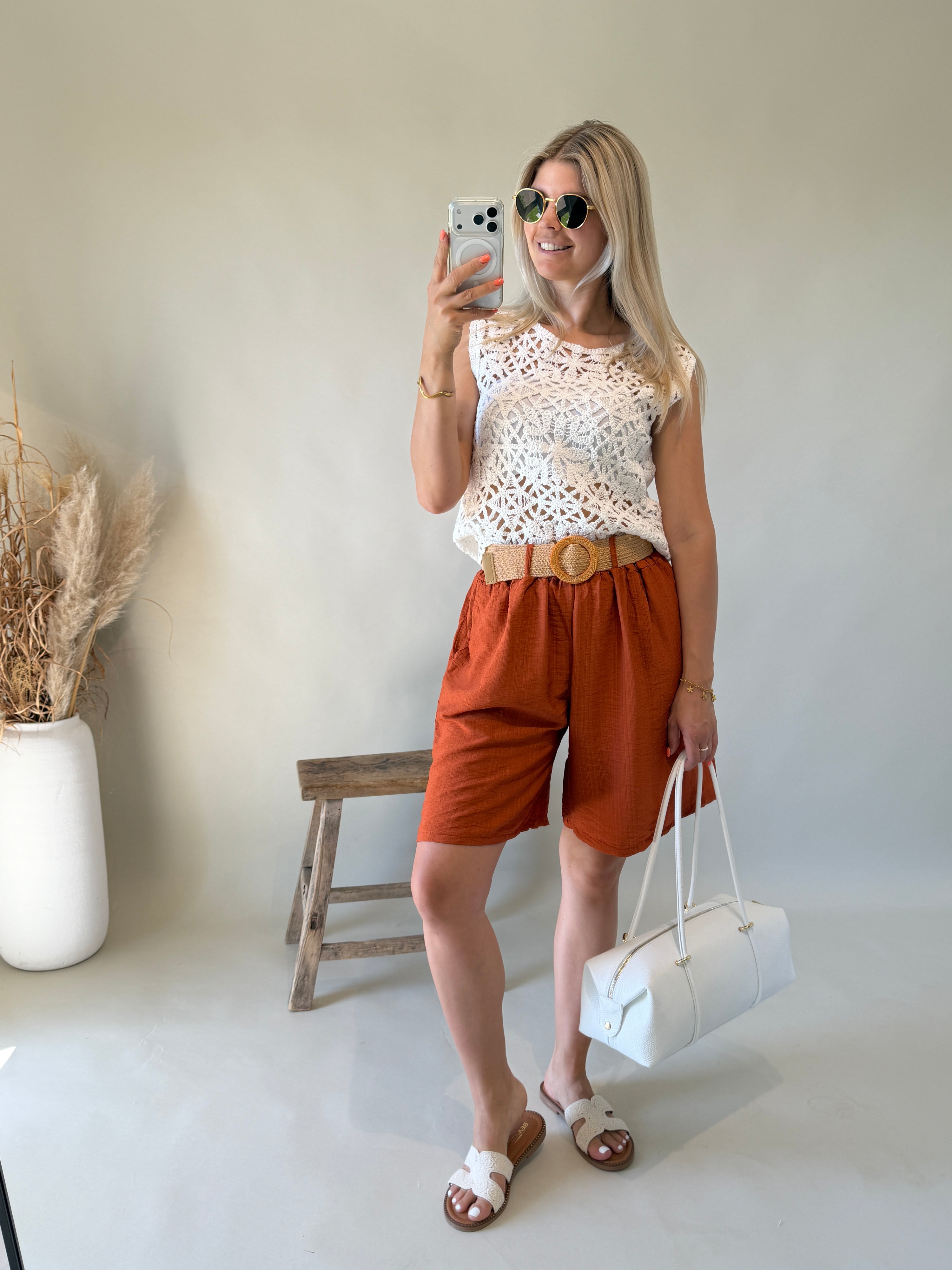 Hose in Kupfer ( Short ) mit Gürtel