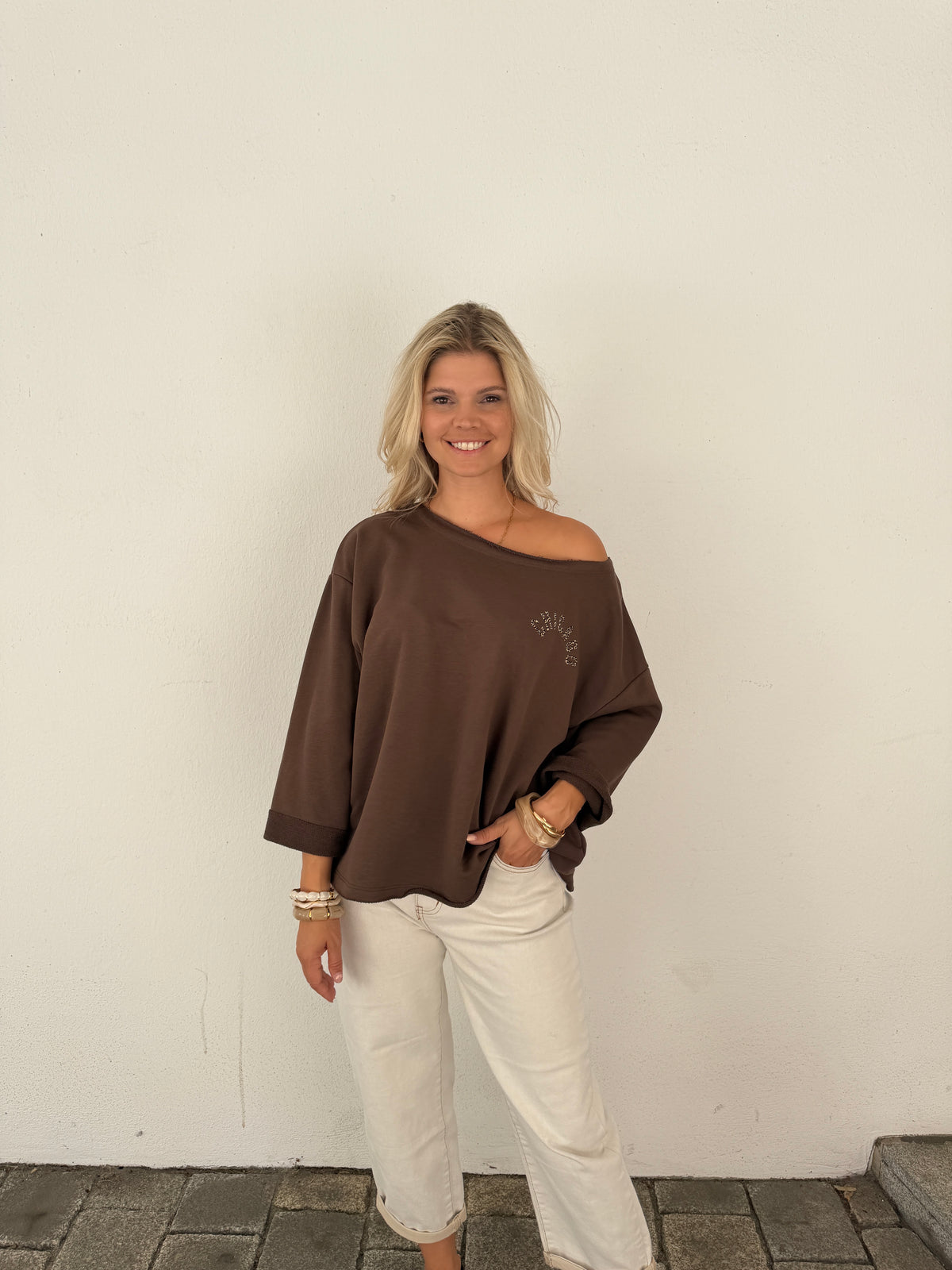 Shirt in Schokobraun mit Leoaufdruck ( Chicago )