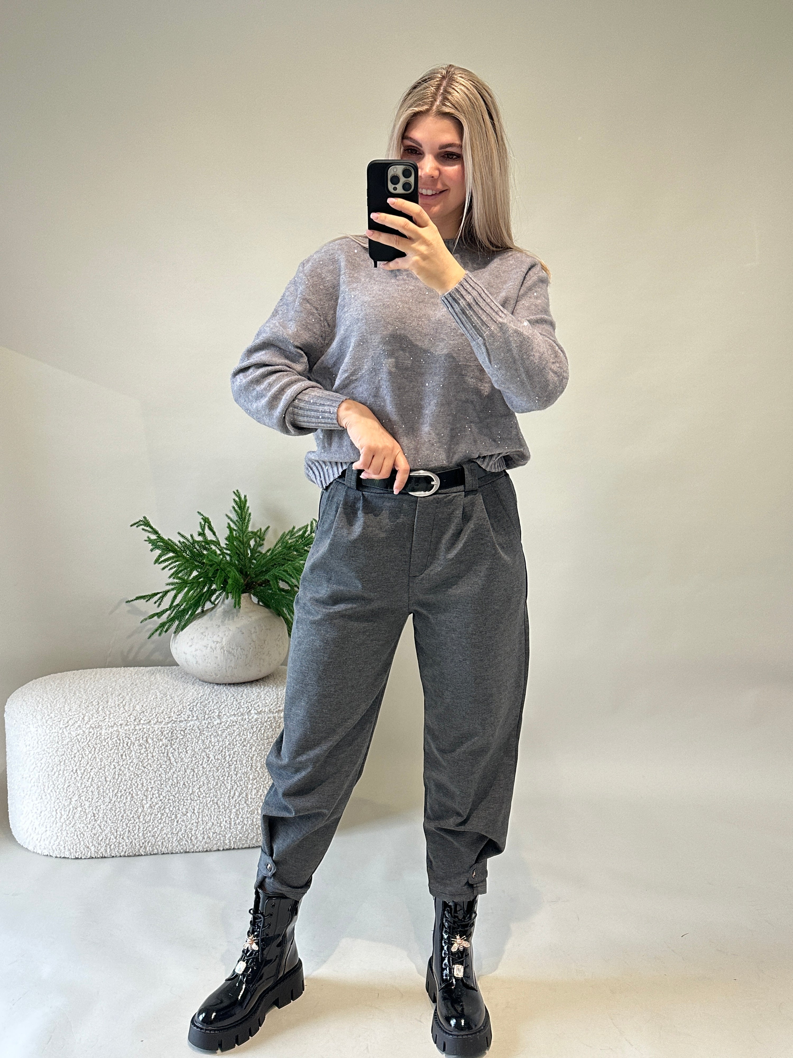 Pullover in Grau mit Glitzer