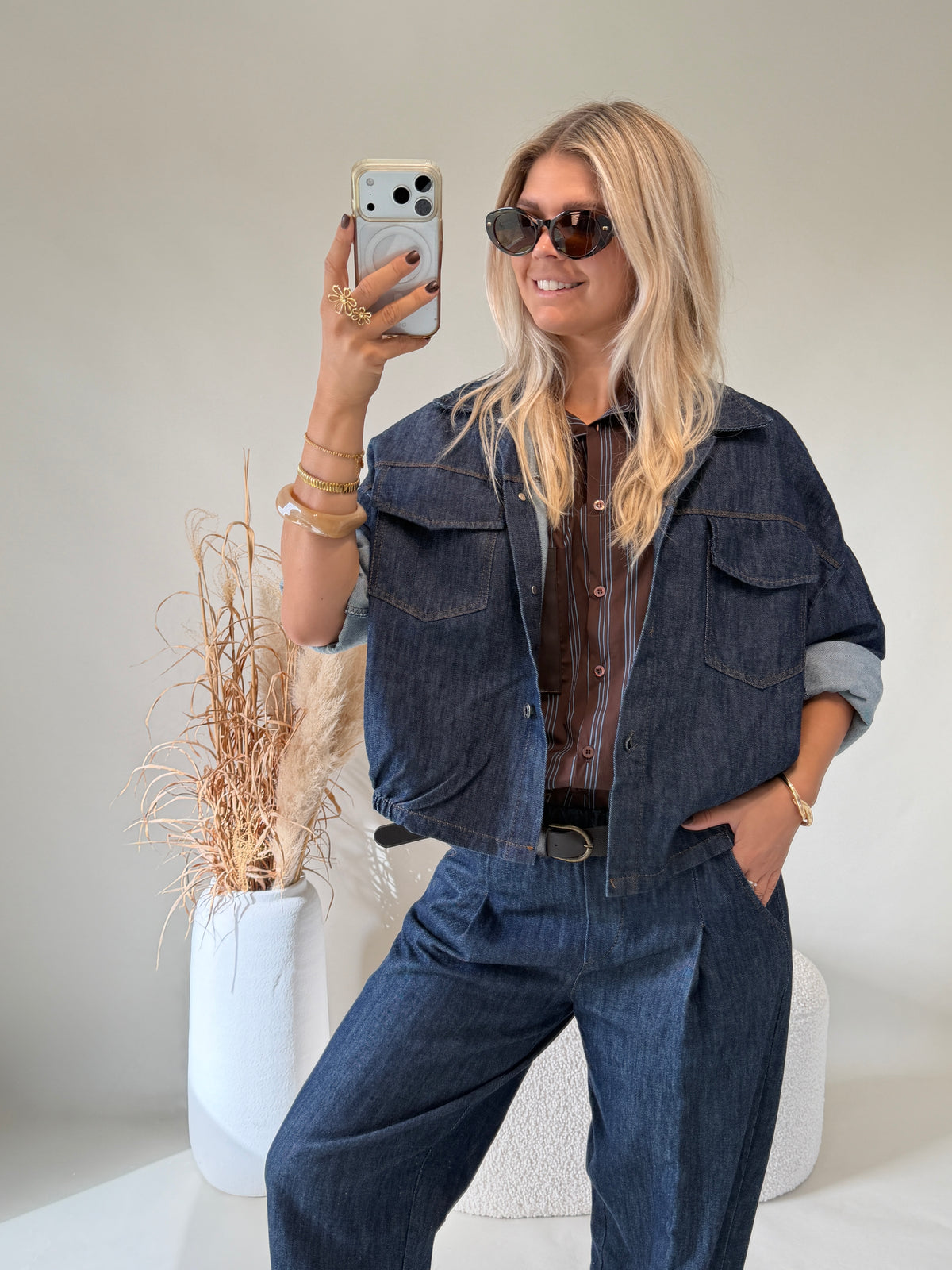 Jacke in Dunkelblau ( Jeansstoff )