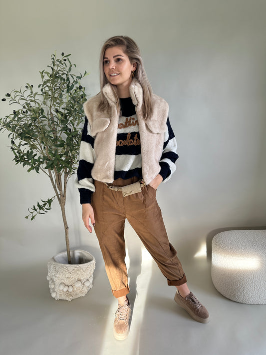 Hose in Zimt ( Wildeder-Optik) mit Gürtel