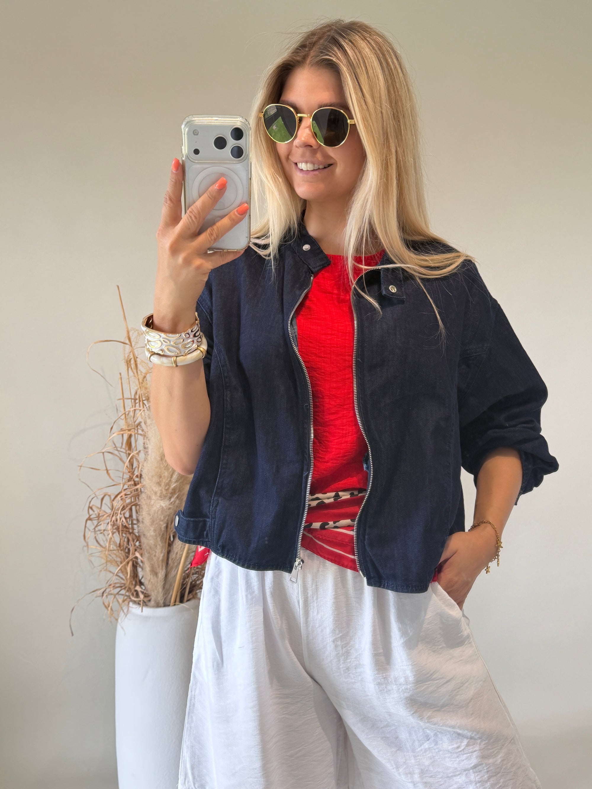Jacke in Dunkelblau ( Leichter Jeansstoff )