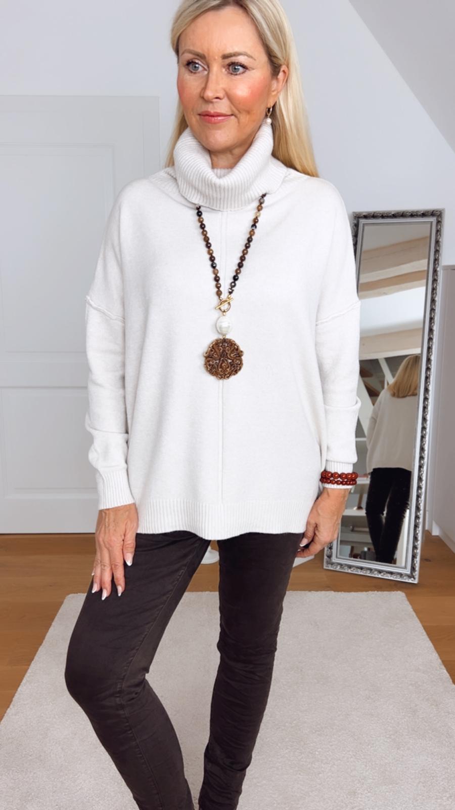 kaschmir pullover in sandfarben und rolli