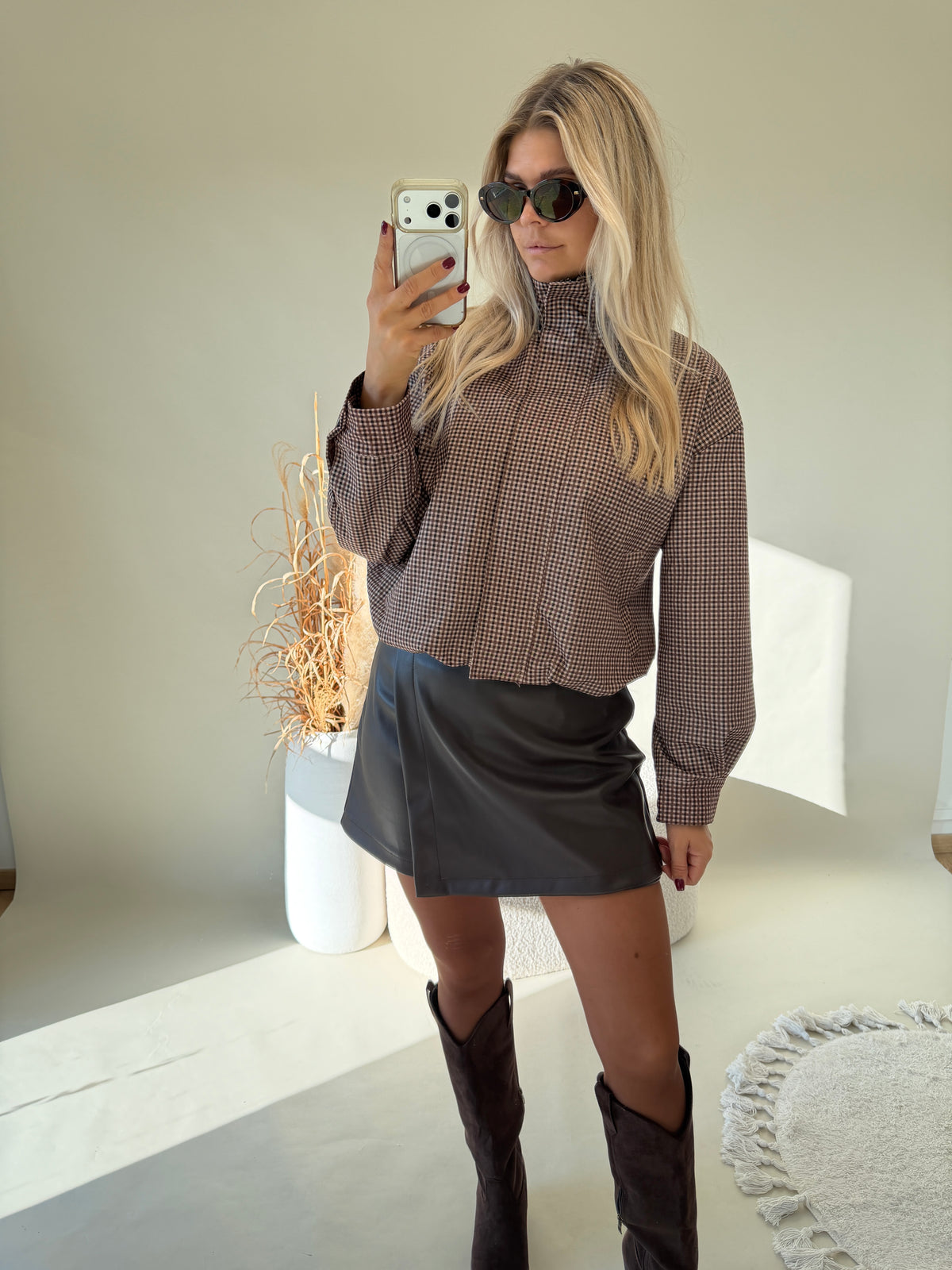 Ballon-Jacke in Karo